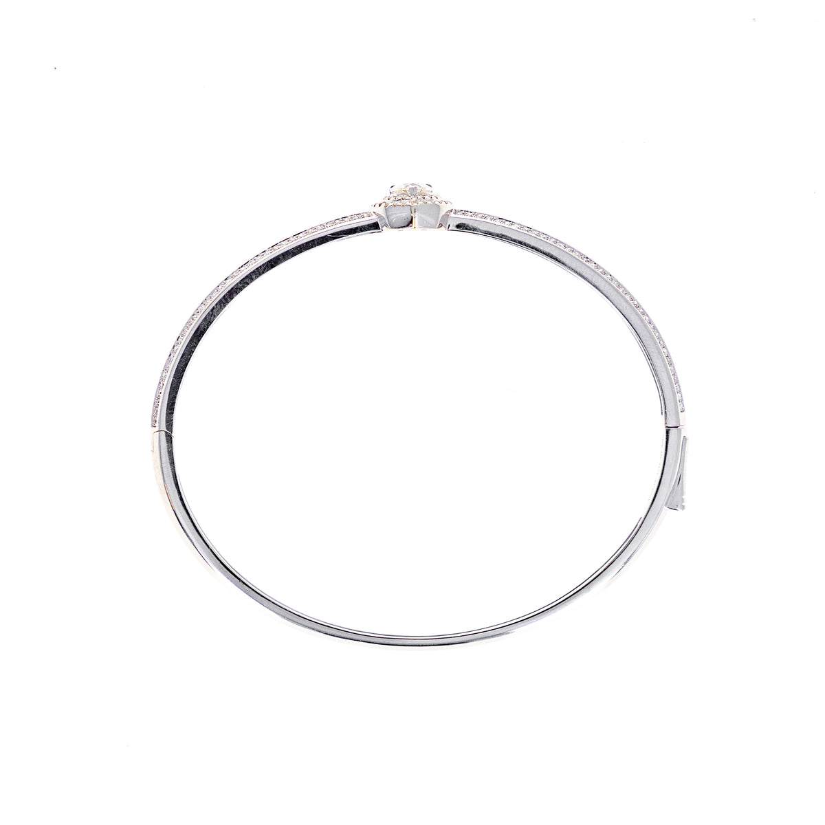 18K White Gold 0.62 Carat Heart Diamond Pave Bangle - Queen May