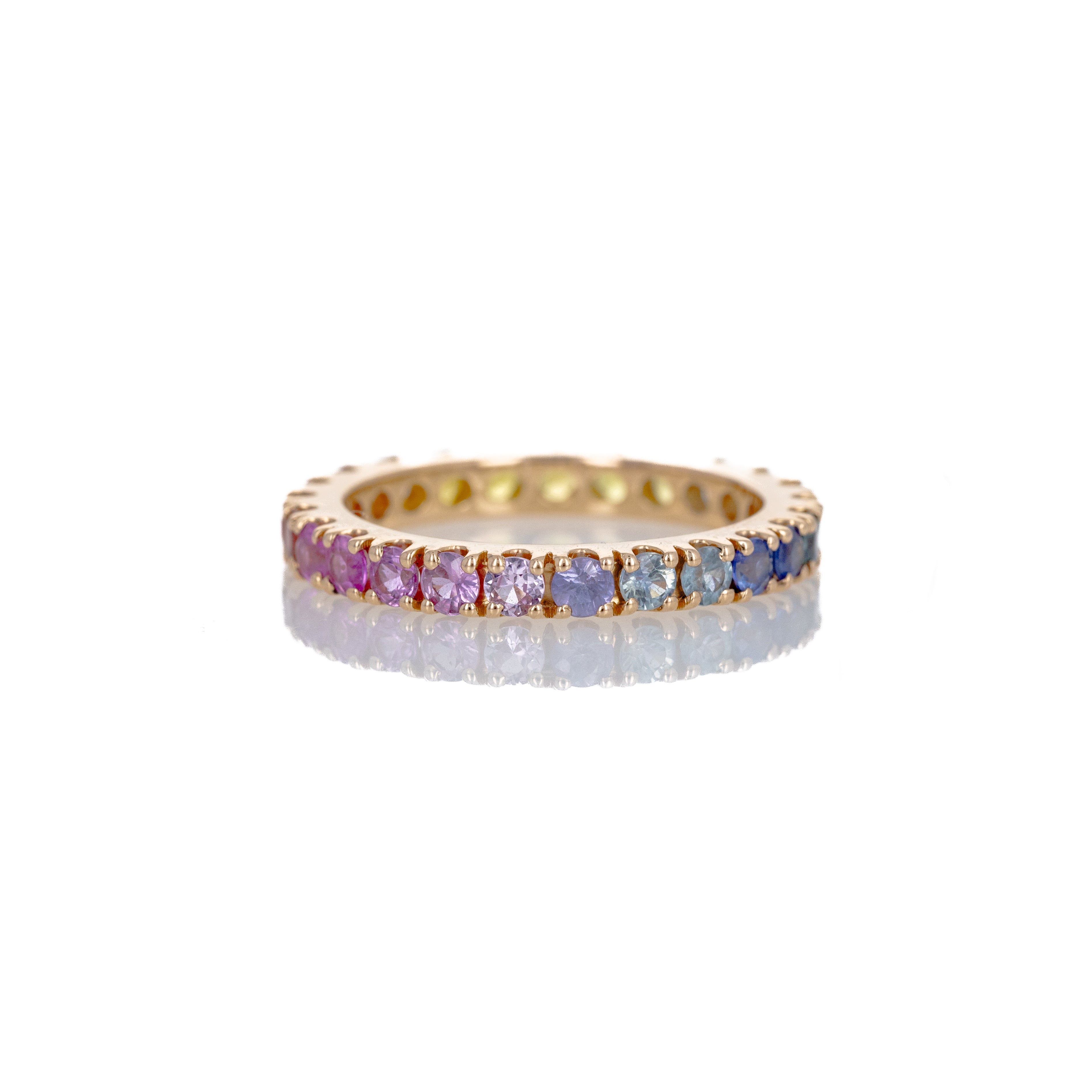 14K Yellow Gold Round Multi-Color Sapphire Eternity Band - Queen May