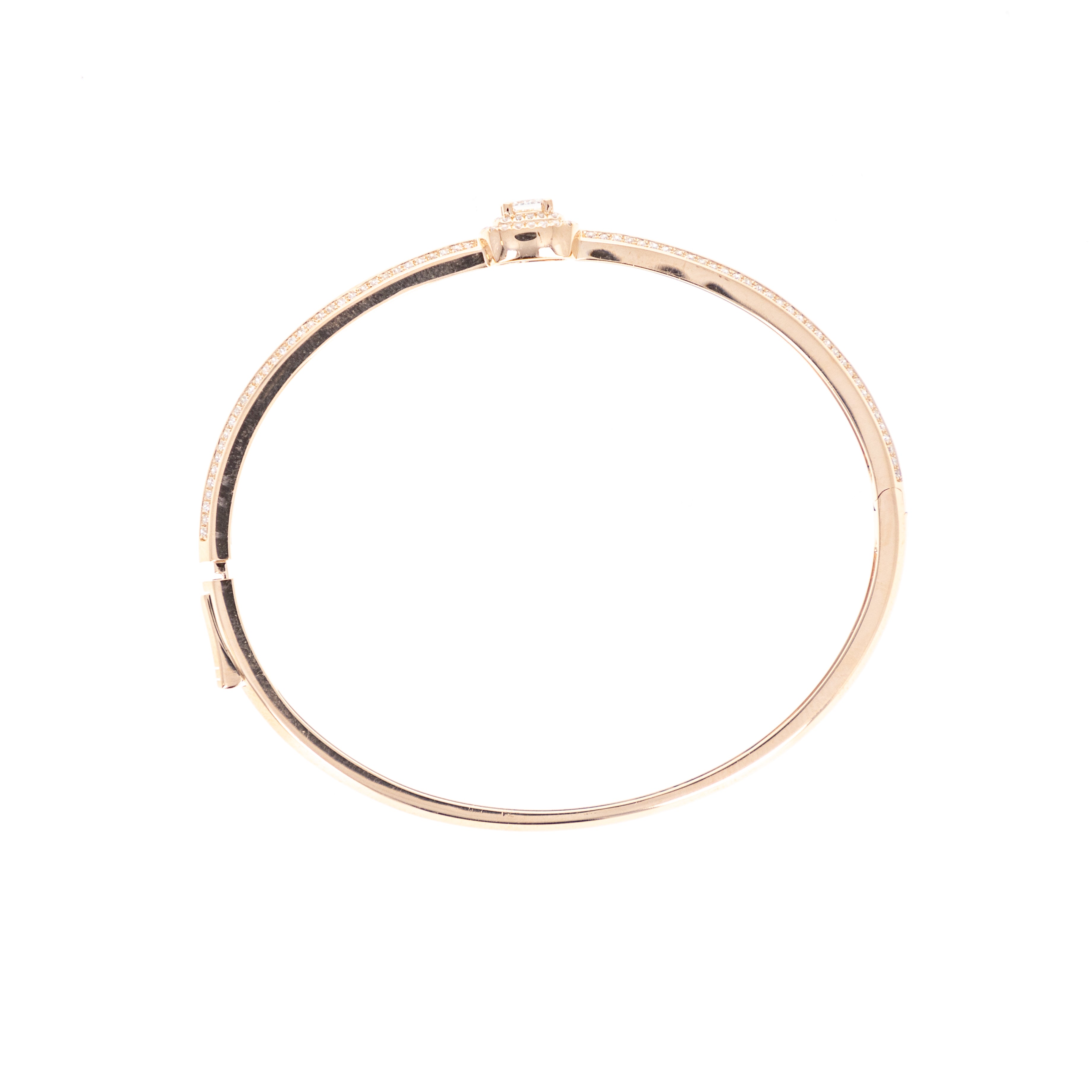 18K Rose Gold 0.62 Carat Diamond Princess Pave Bangle - Queen May