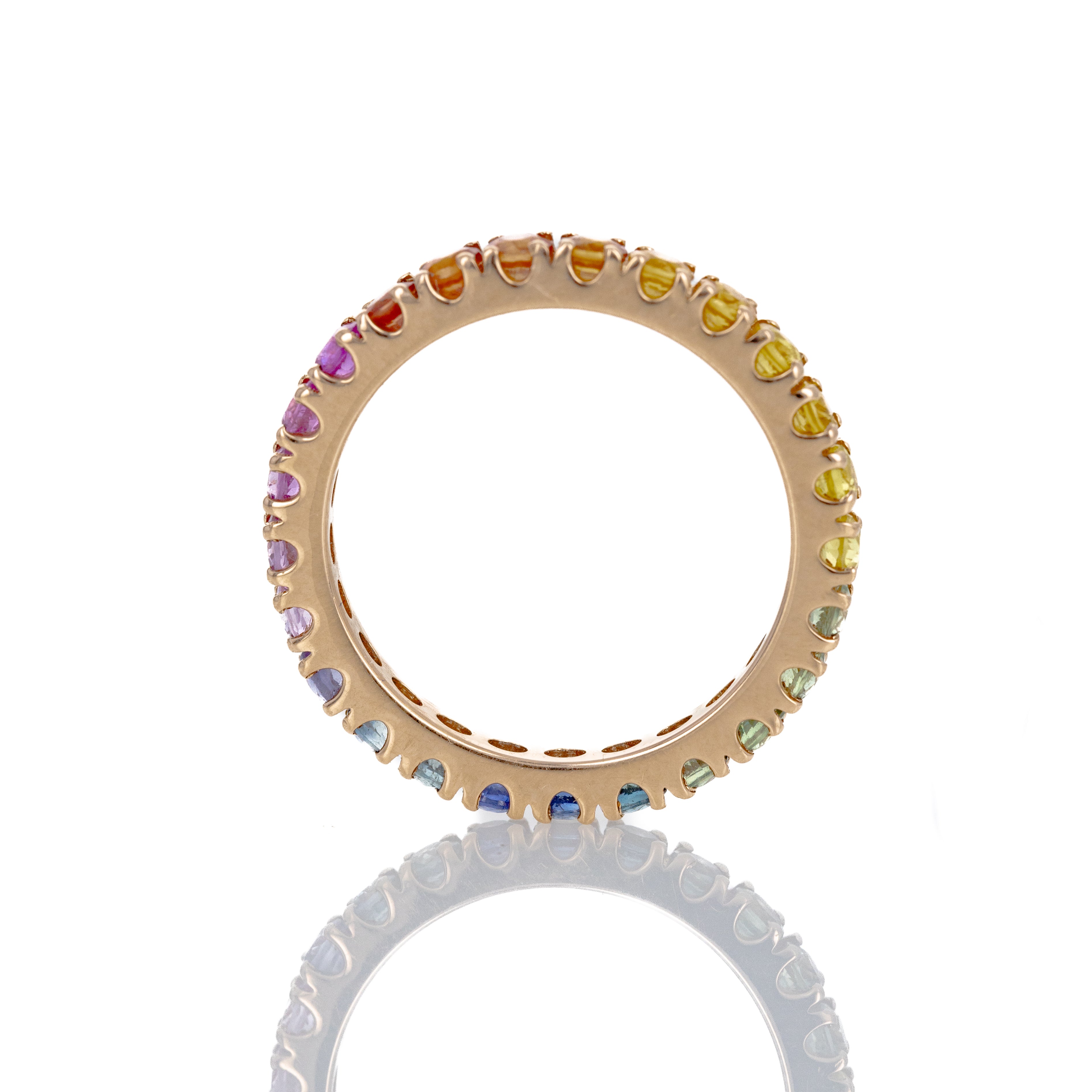 14K Yellow Gold Round Multi-Color Sapphire Eternity Band - Queen May