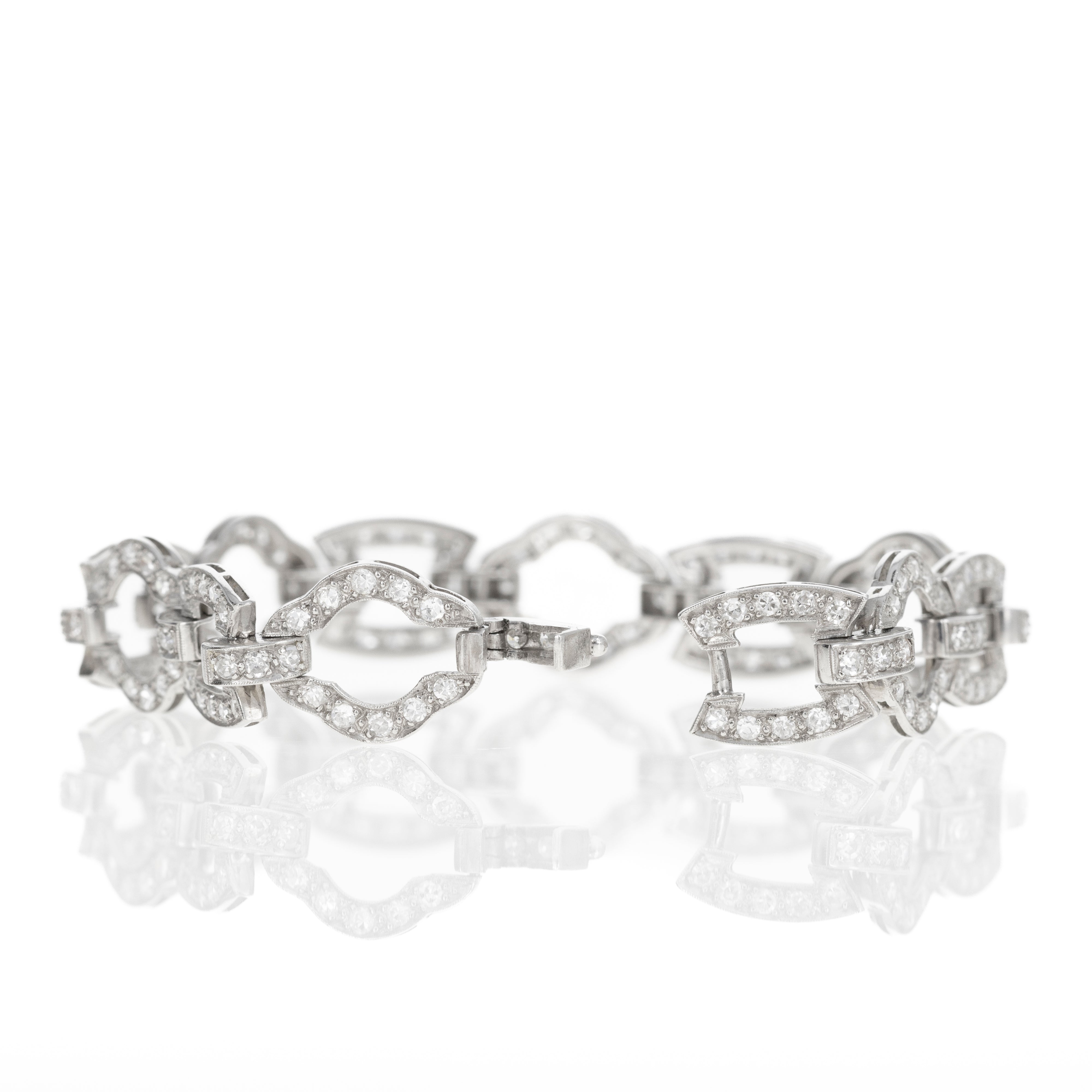 Art Deco Platinum 5.5 Carat Total Weight Diamond Bracelet - Queen May