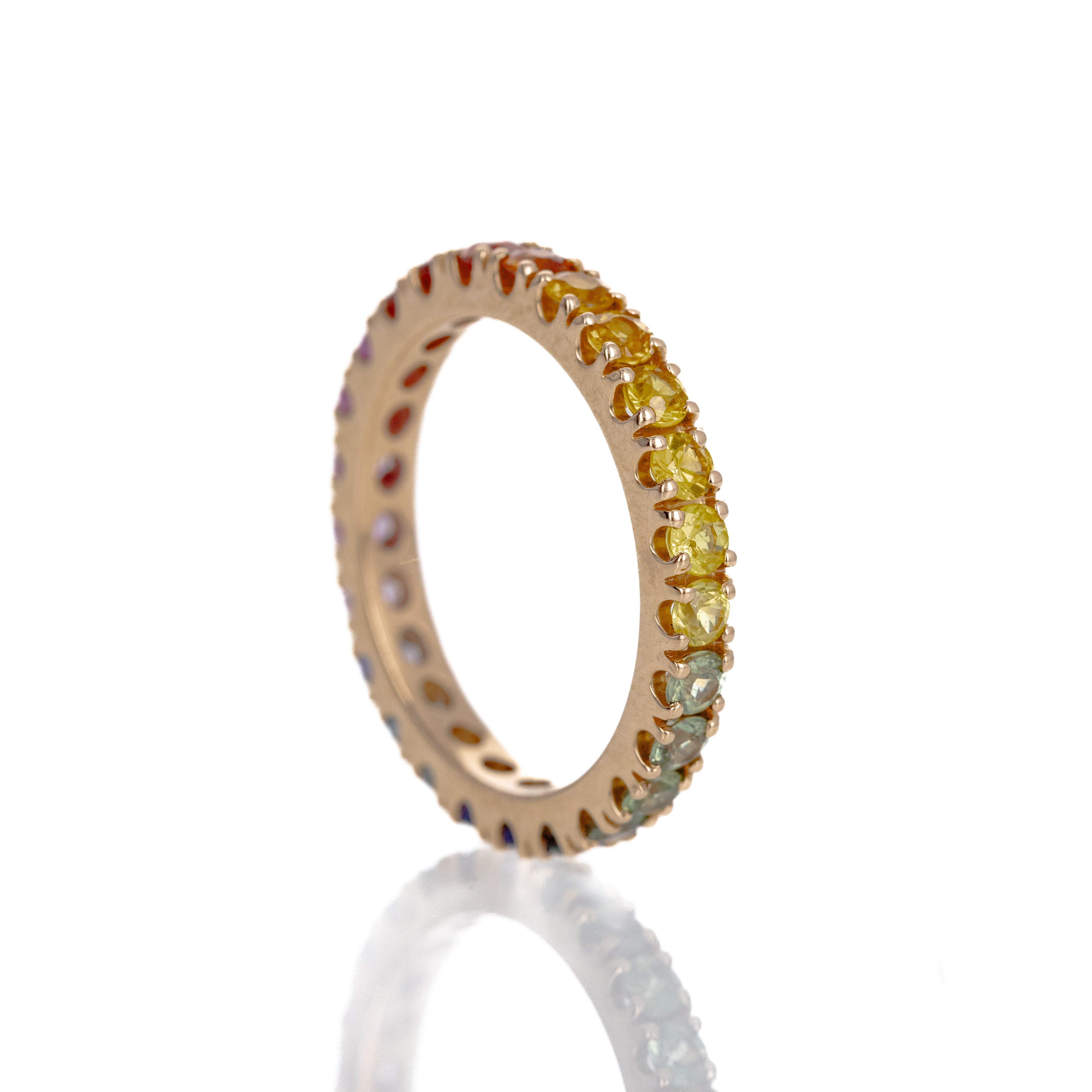 14K Yellow Gold Round Multi-Color Sapphire Eternity Band - Queen May