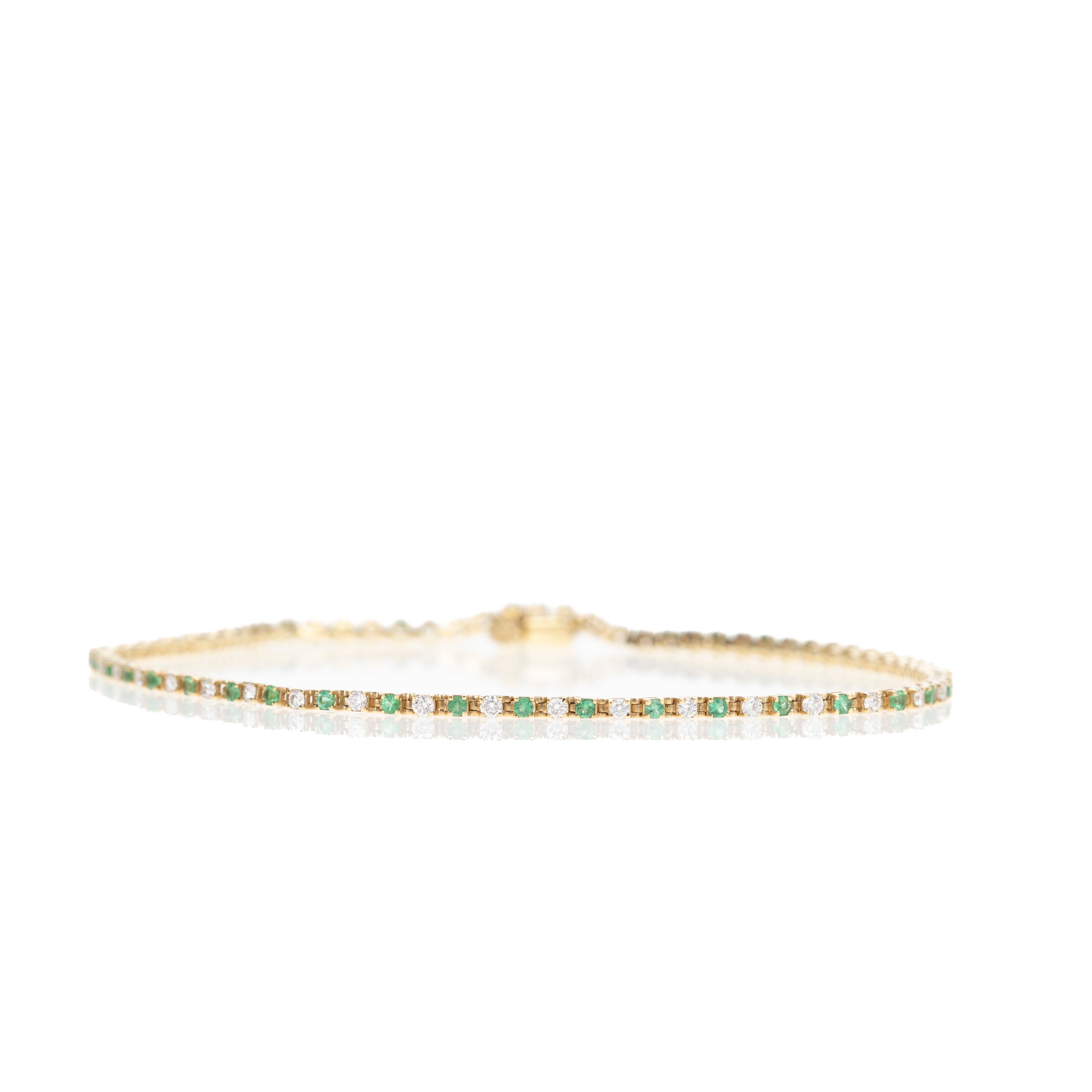 14K White or Yellow Gold Gemstone & Diamond Tennis Bracelet - Queen May