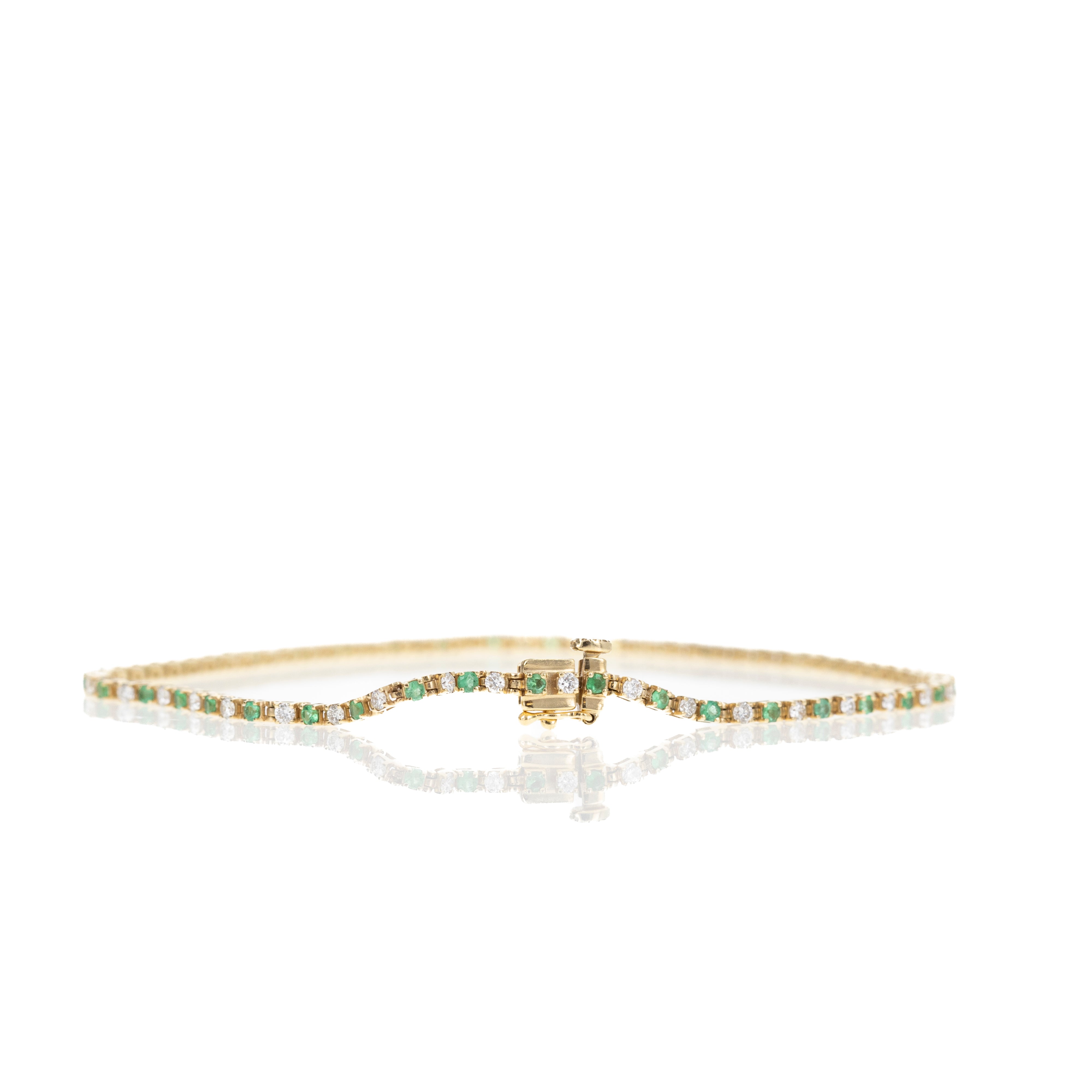14K White or Yellow Gold Gemstone & Diamond Tennis Bracelet - Queen May