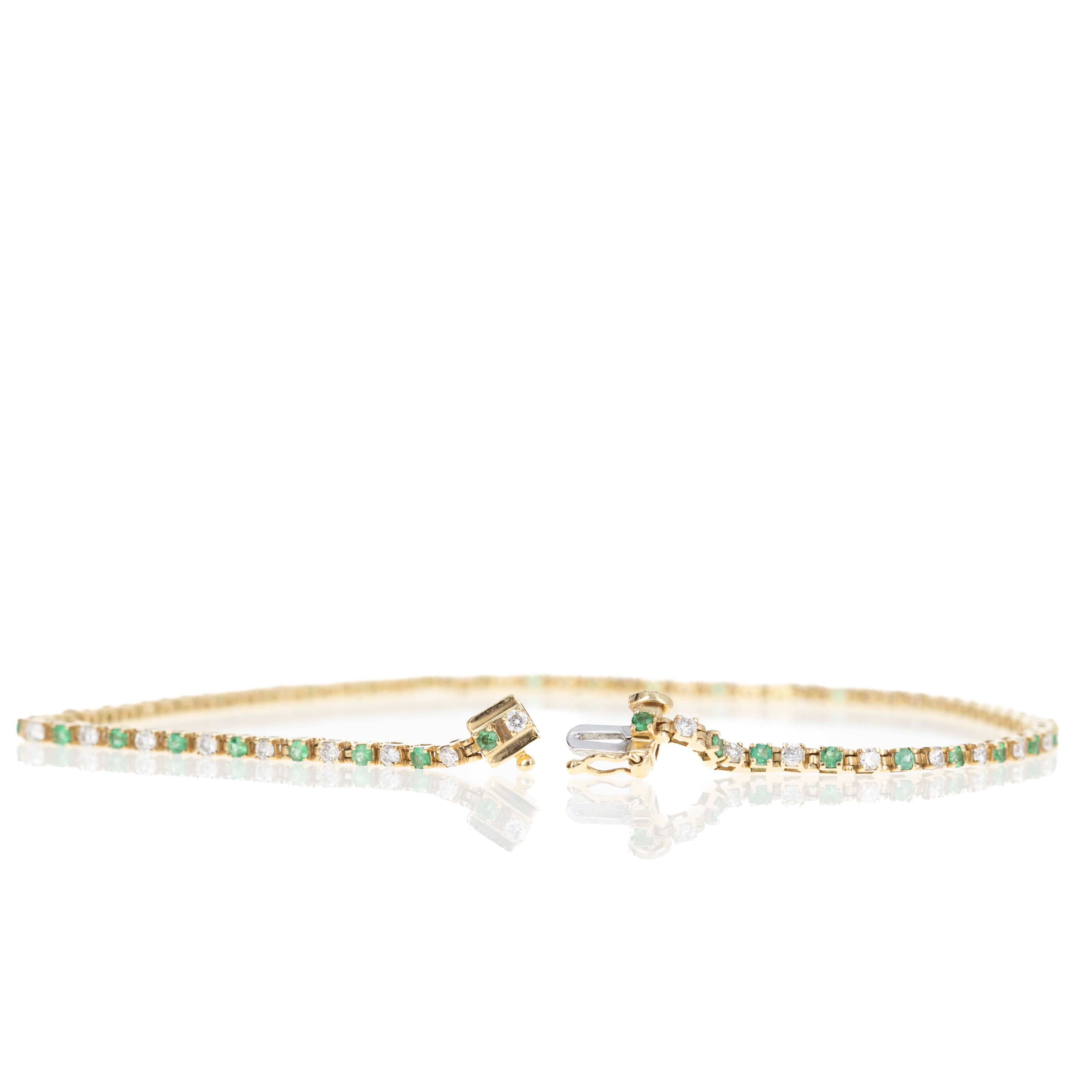 14K White or Yellow Gold Gemstone & Diamond Tennis Bracelet - Queen May