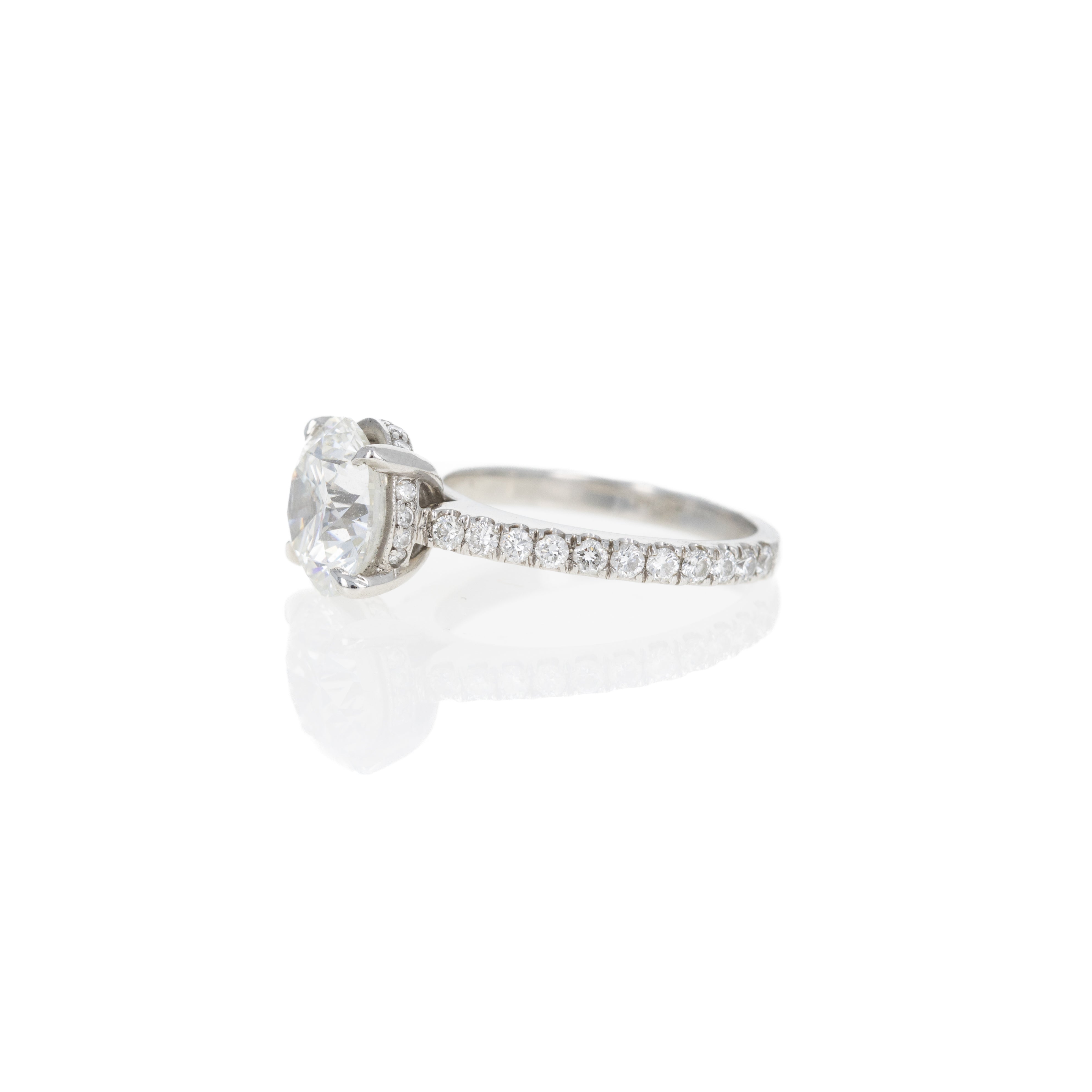 Platinum 3.24 Carat Round Brilliant Diamond Hidden Halo Engagement Ring - Queen May