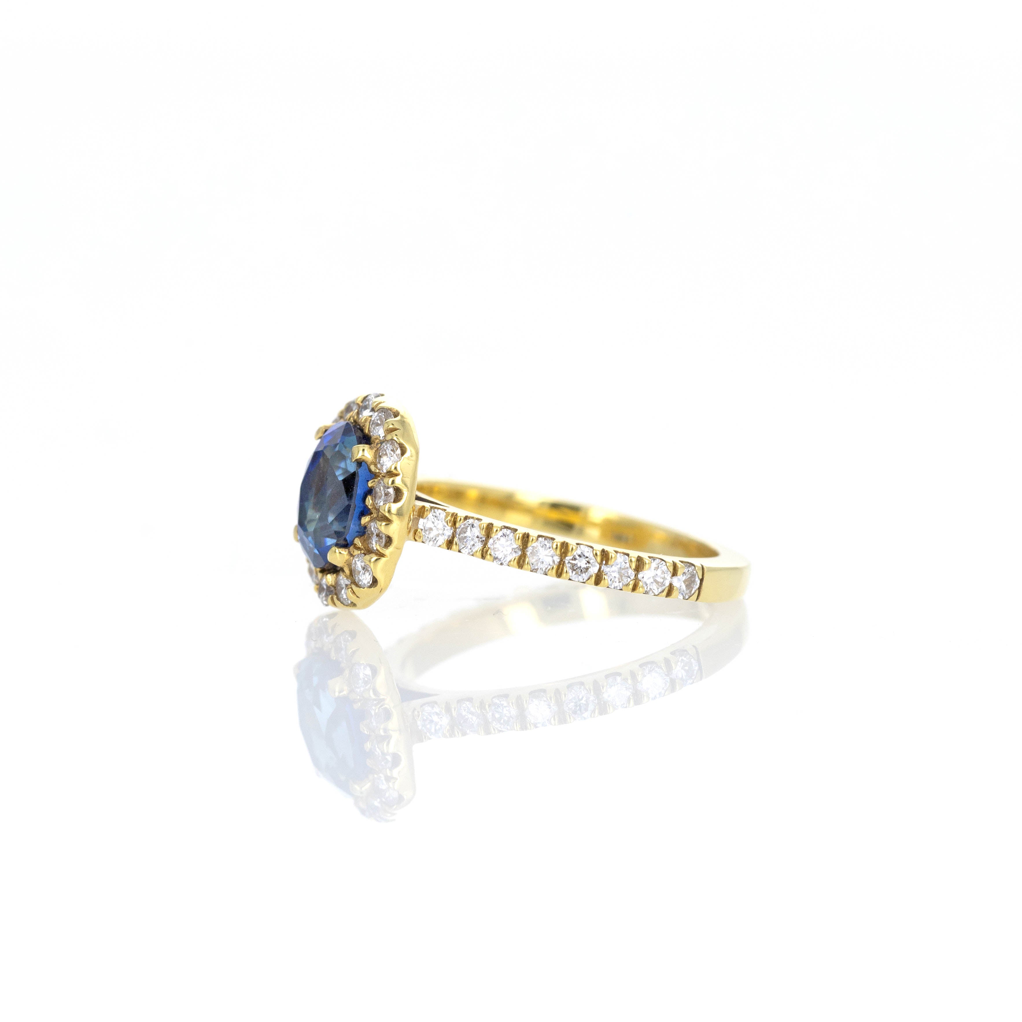 18K Yellow Gold AGL Certified 1.74 Carat Burma Sapphire and Diamond Ring - Queen May