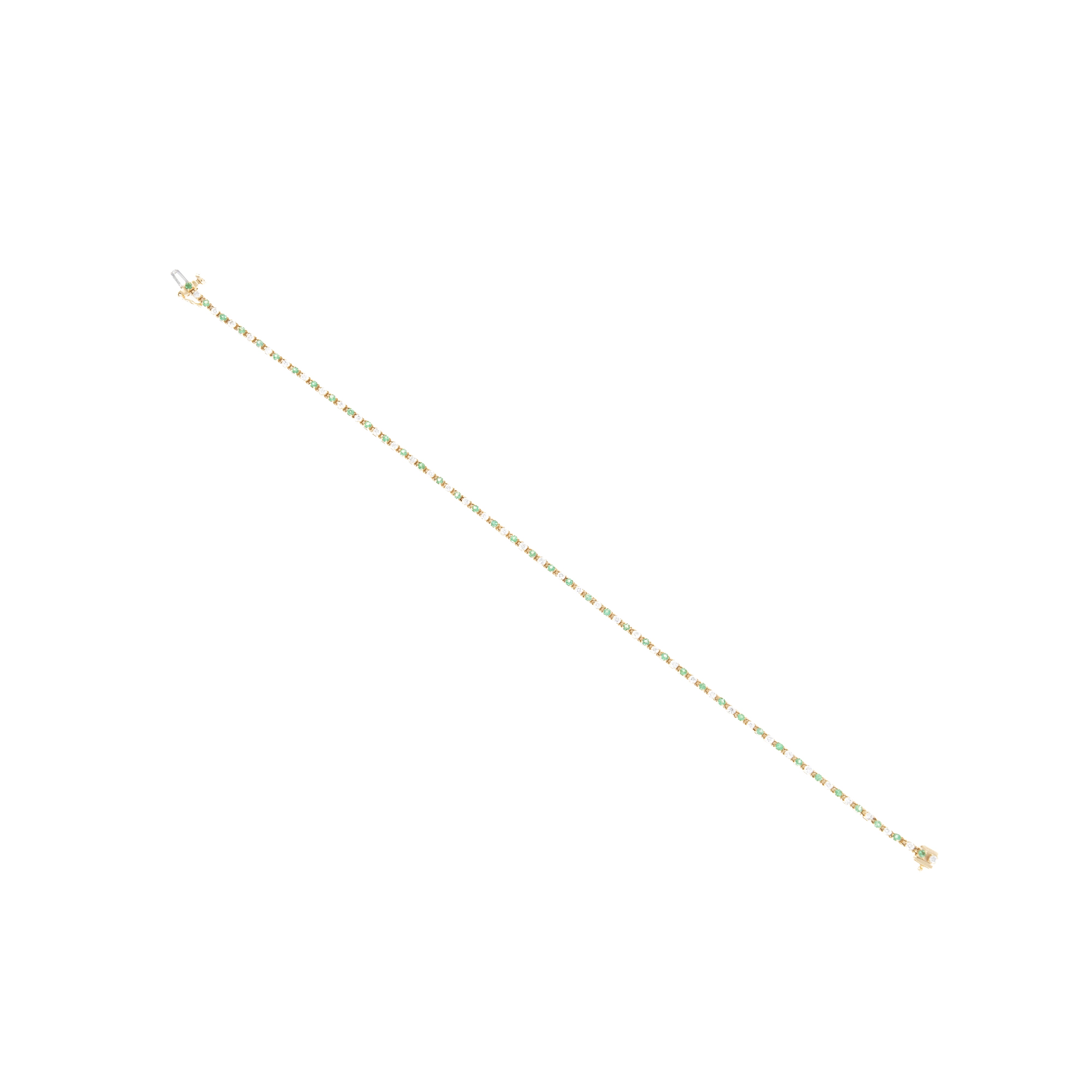 14K White or Yellow Gold Gemstone & Diamond Tennis Bracelet - Queen May