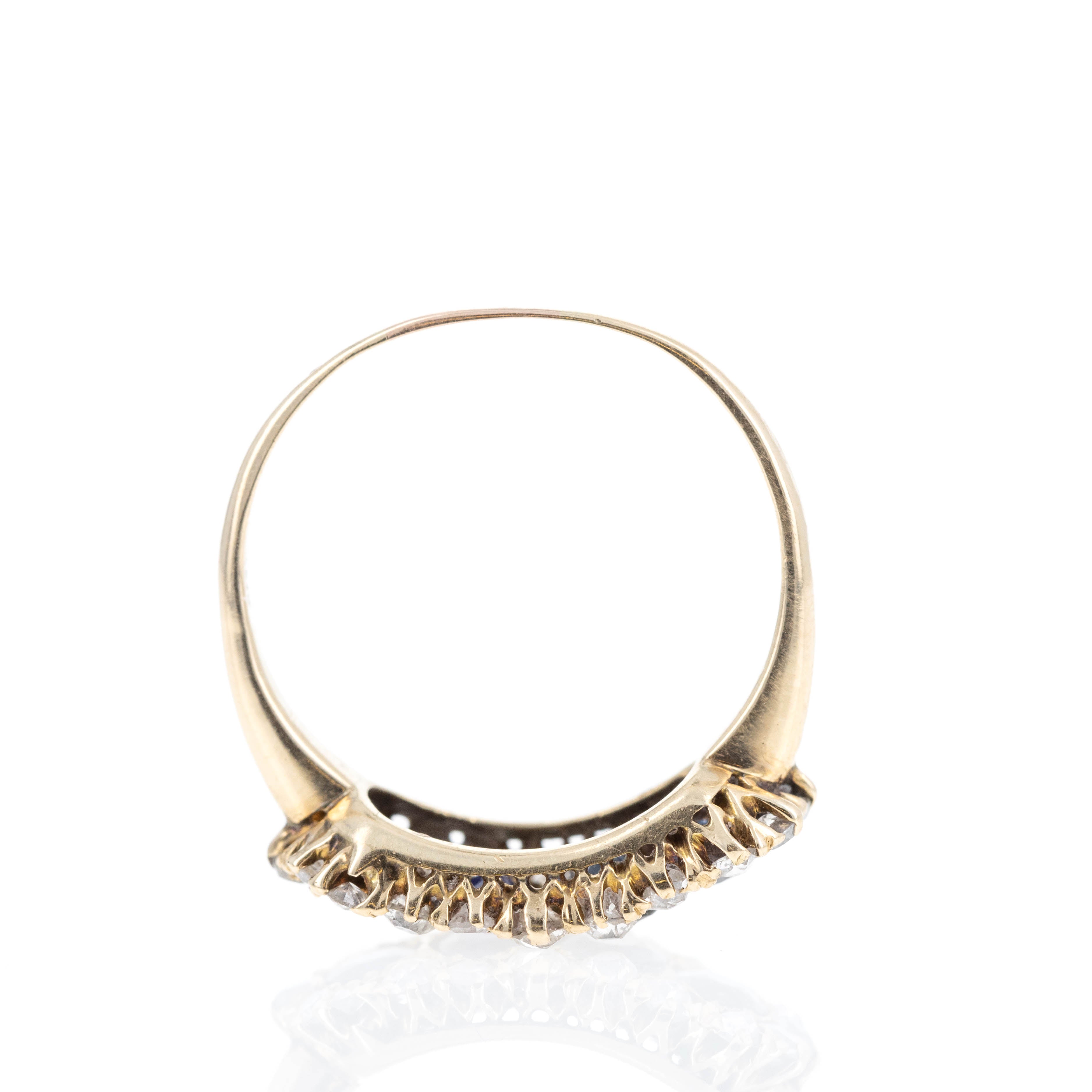 Victorian 14K Yellow Gold 1 Carat Sapphire Diamond Ring - Queen May