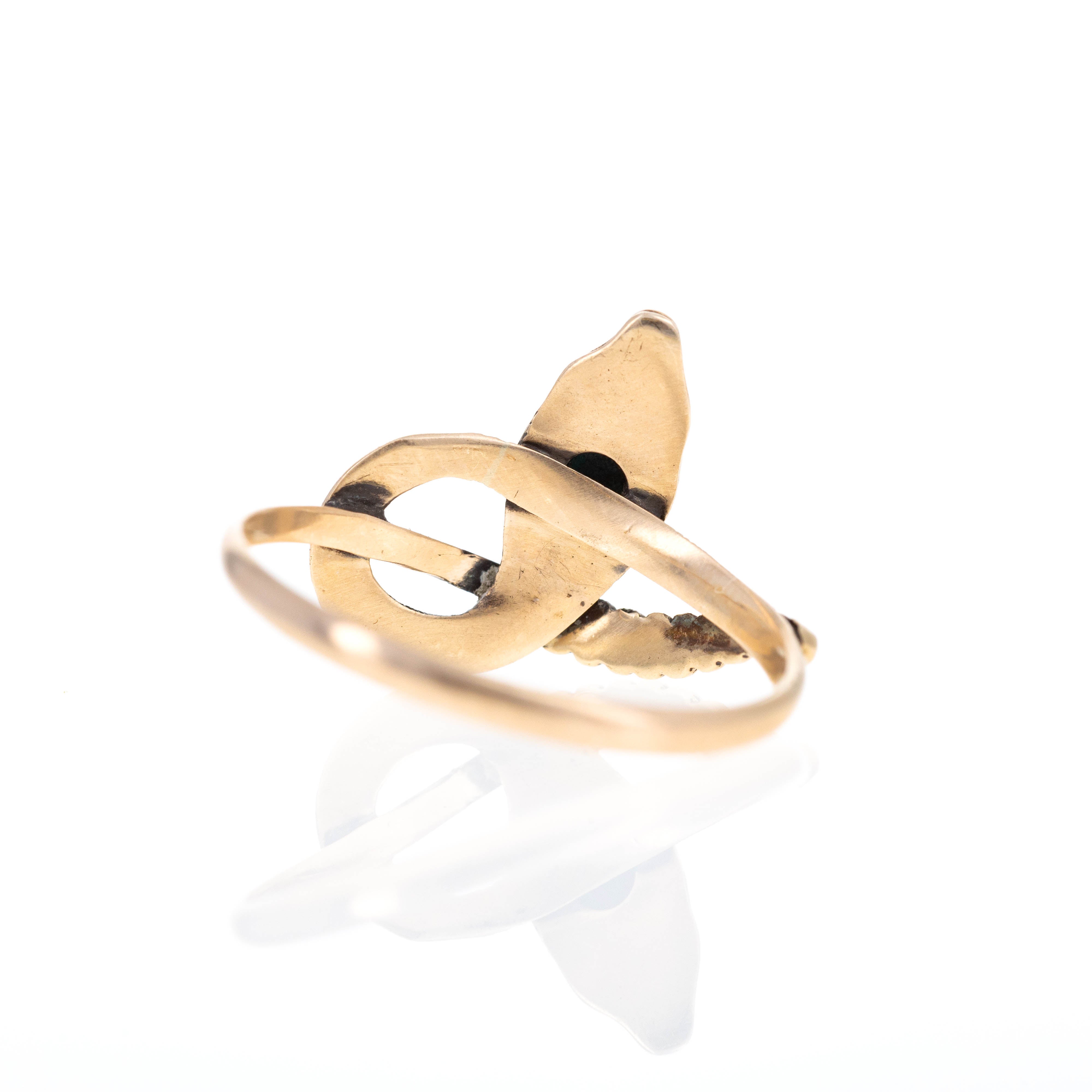Victorian 10K Yellow Gold Turquoise and Citrine Snake Ring - Queen May