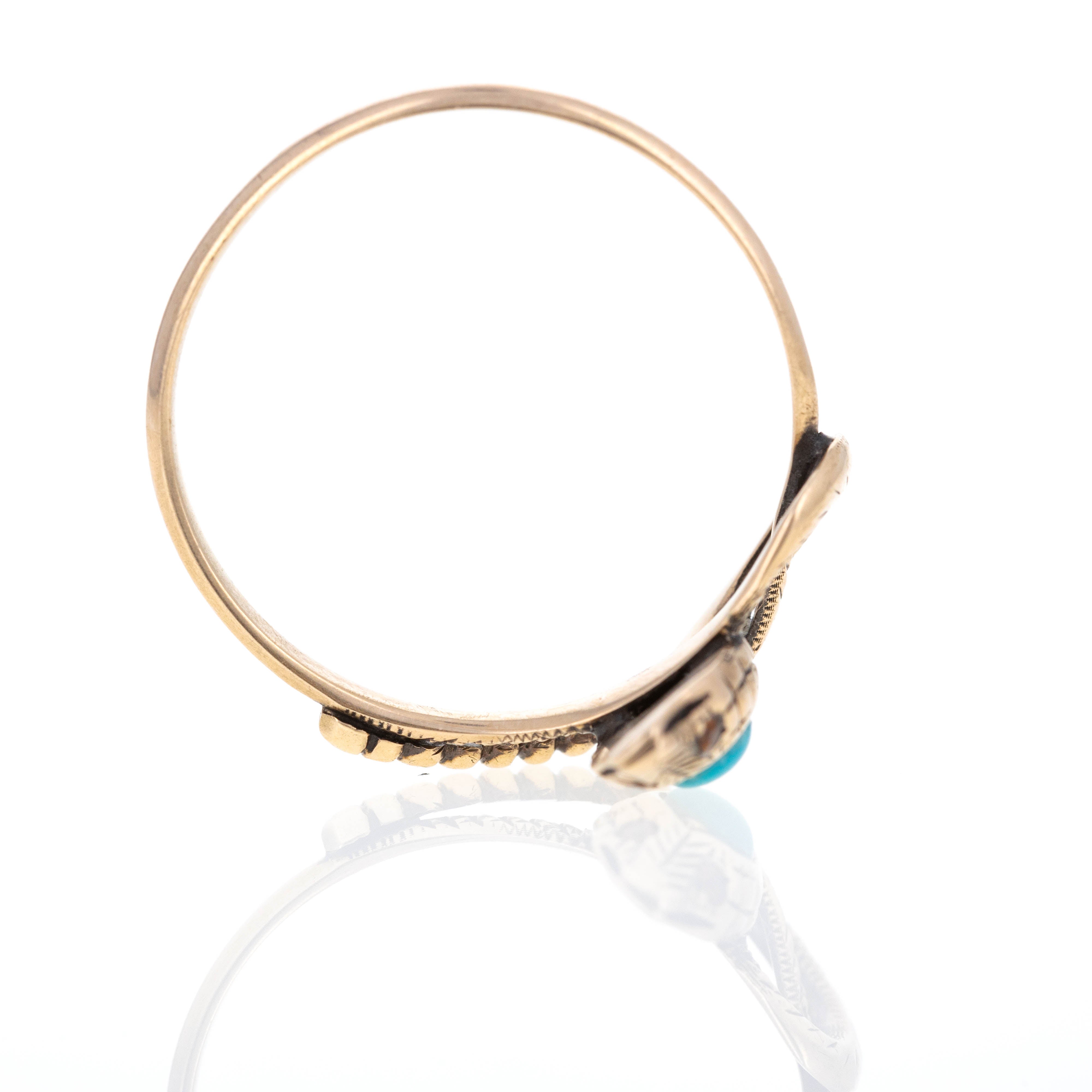 Victorian 10K Yellow Gold Turquoise and Citrine Snake Ring - Queen May