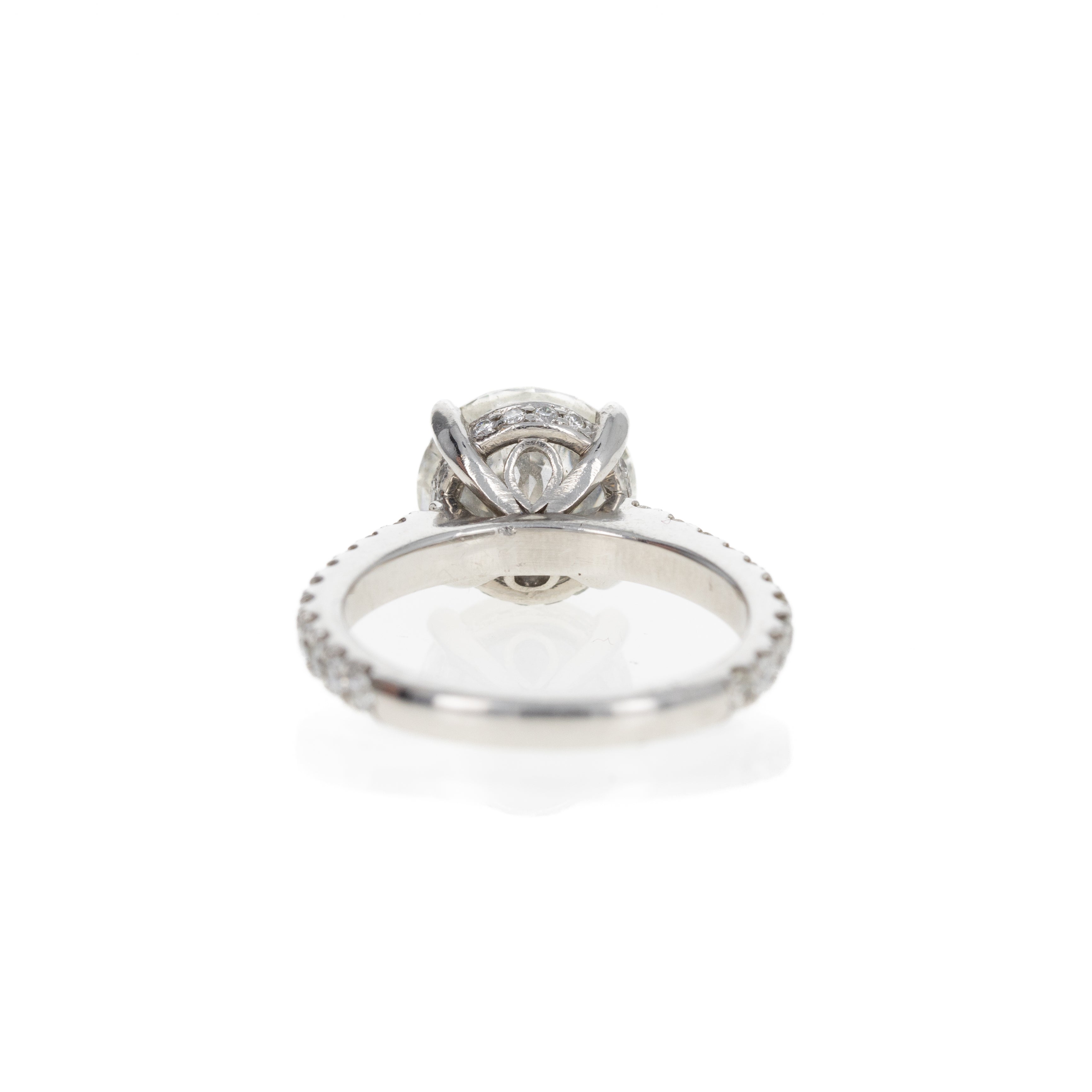 Platinum 3.24 Carat Round Brilliant Diamond Hidden Halo Engagement Ring - Queen May