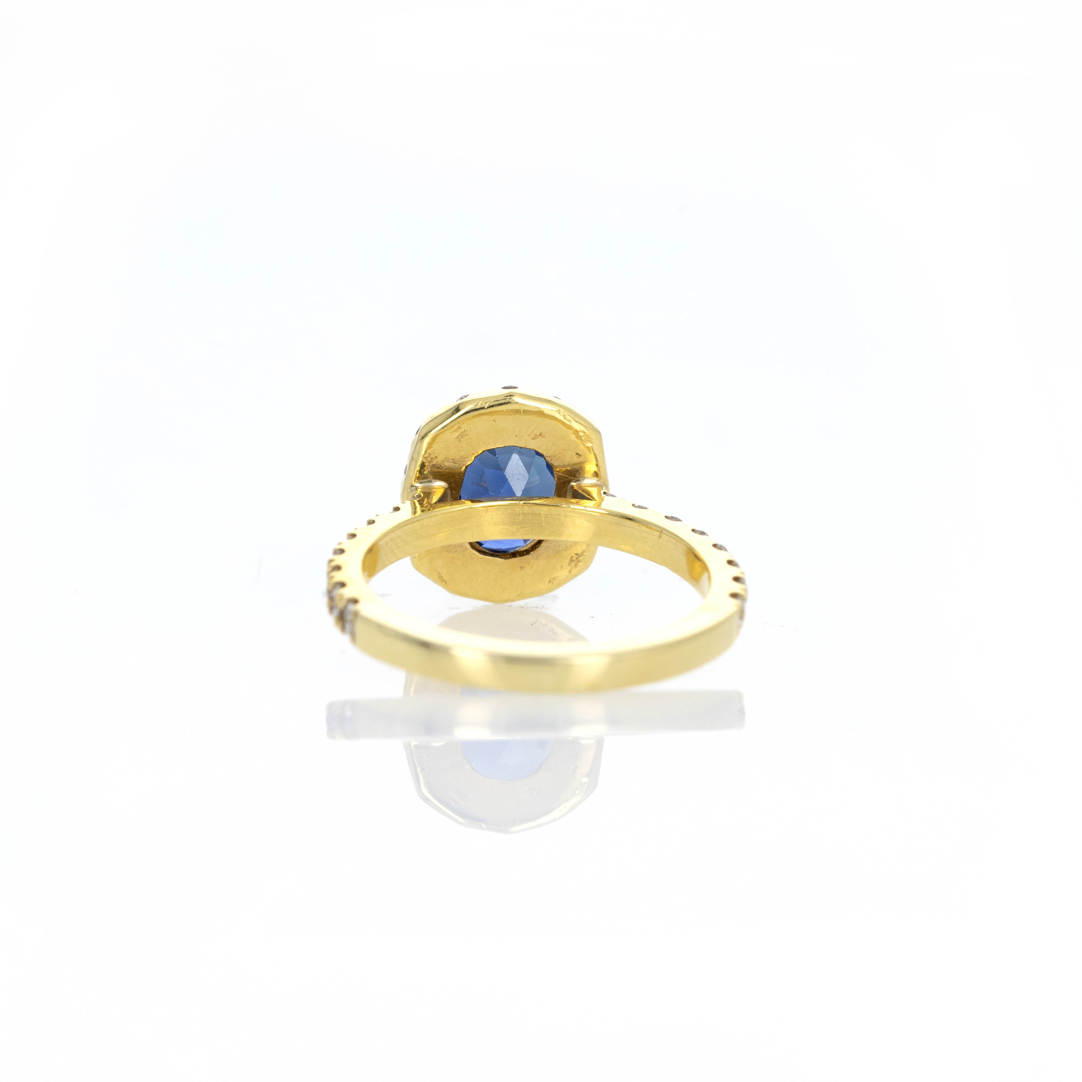 18K Yellow Gold AGL Certified 1.74 Carat Burma Sapphire and Diamond Ring - Queen May
