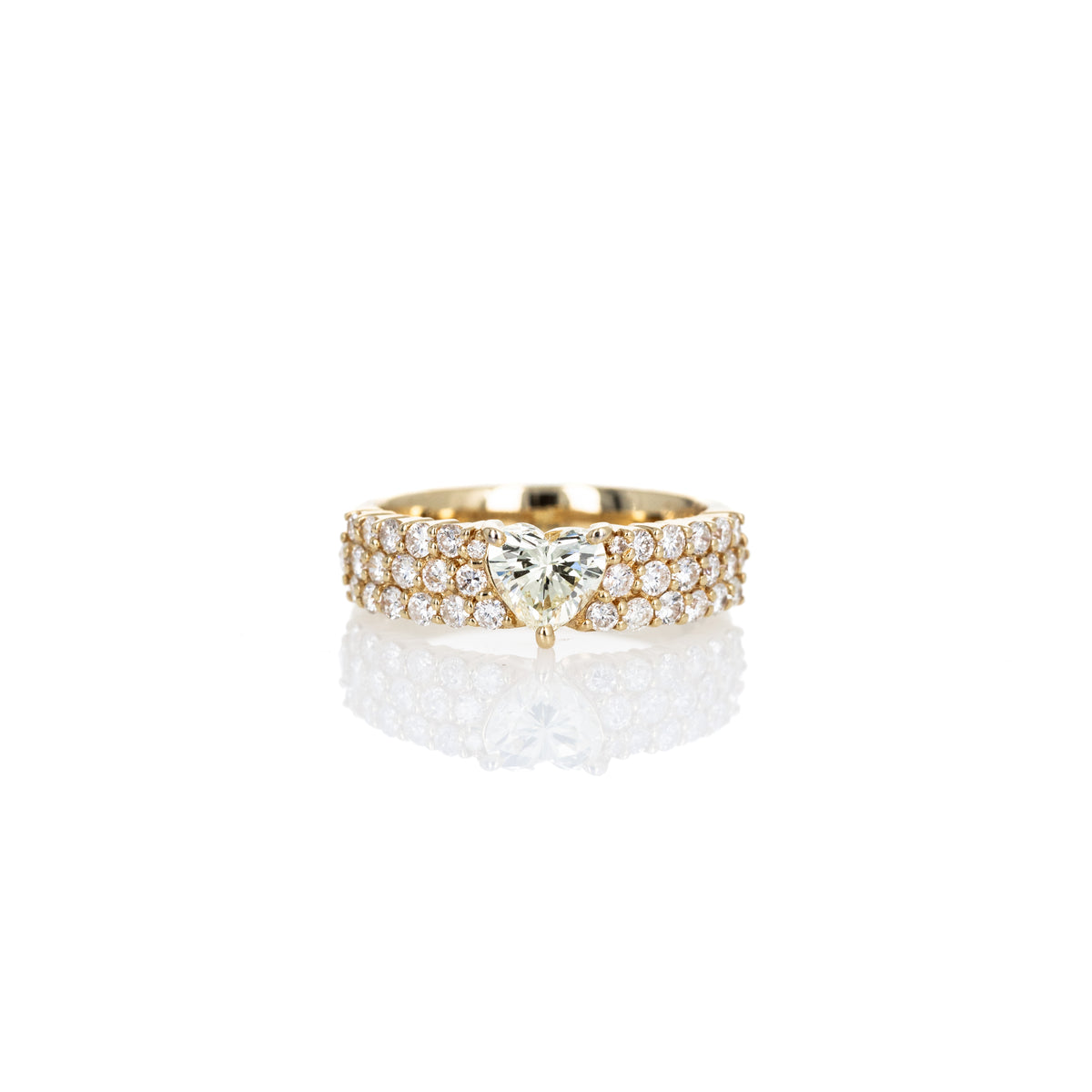 18K Yellow Gold 0.65 Carat Heart Diamond Pave Ring - Queen May