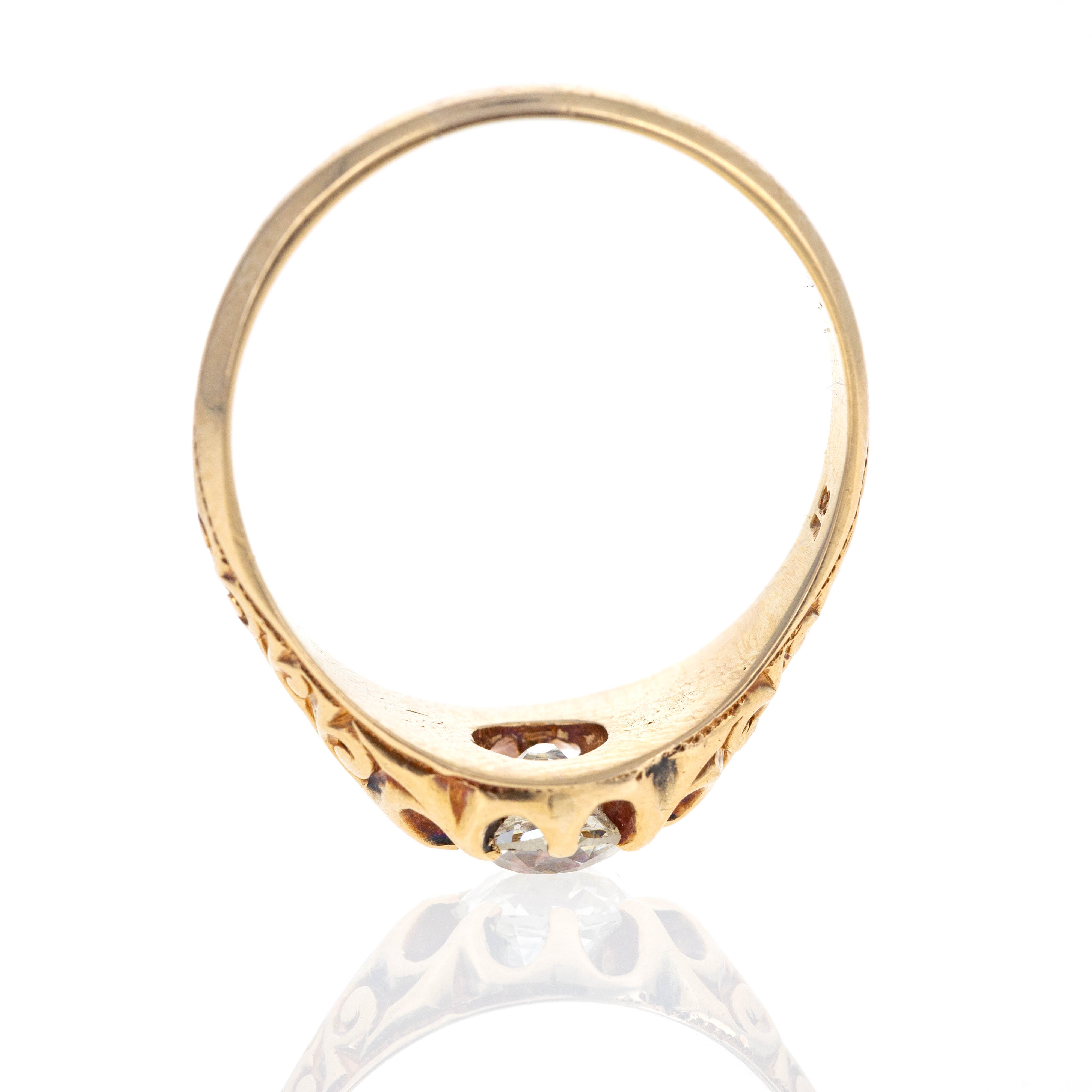 Victorian 18K Yellow Gold 0.70 Carat Old Mine Cut Diamond Ring - Queen May