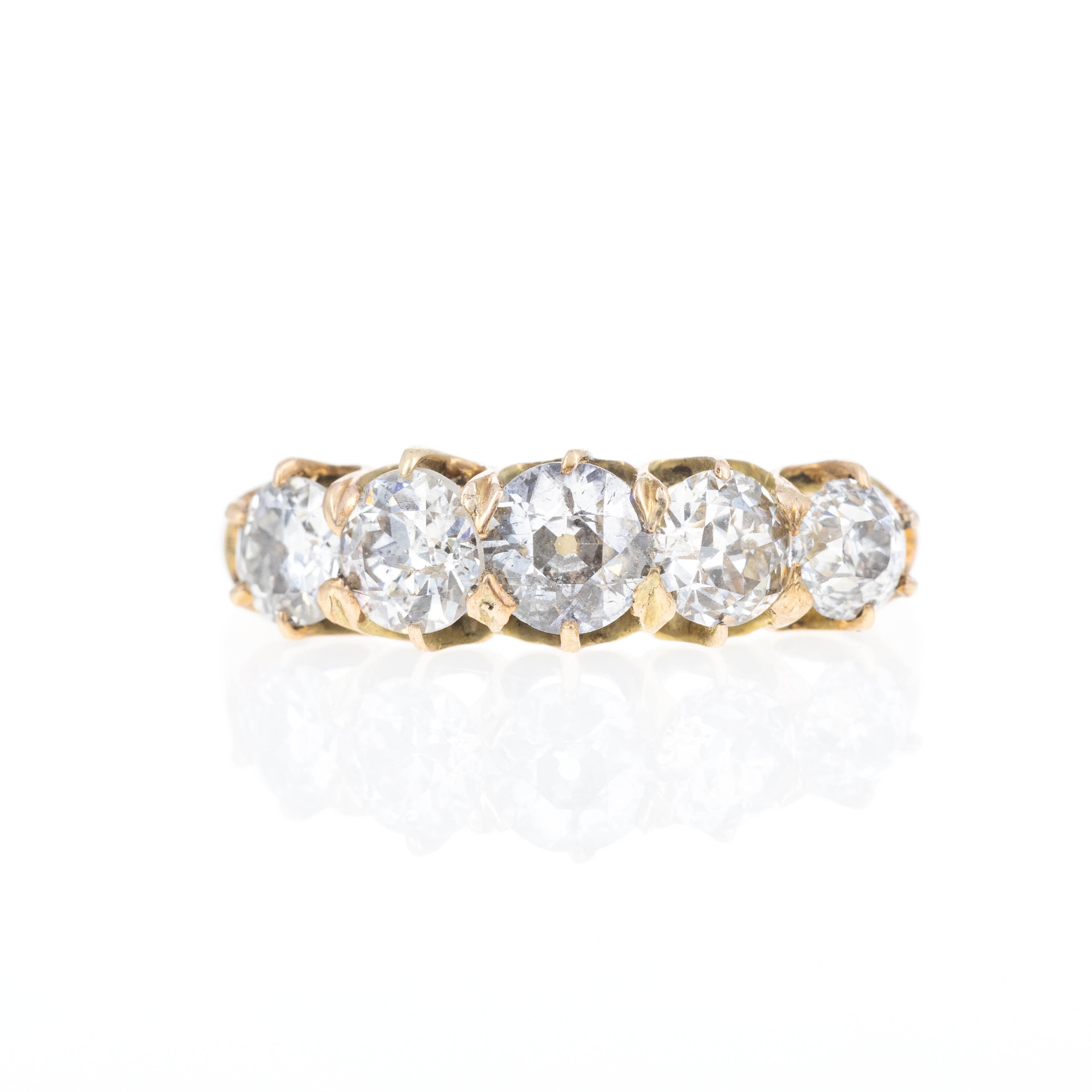 Victorian 15K Yellow Gold 1.75 Carat Five Stone Ring - Queen May