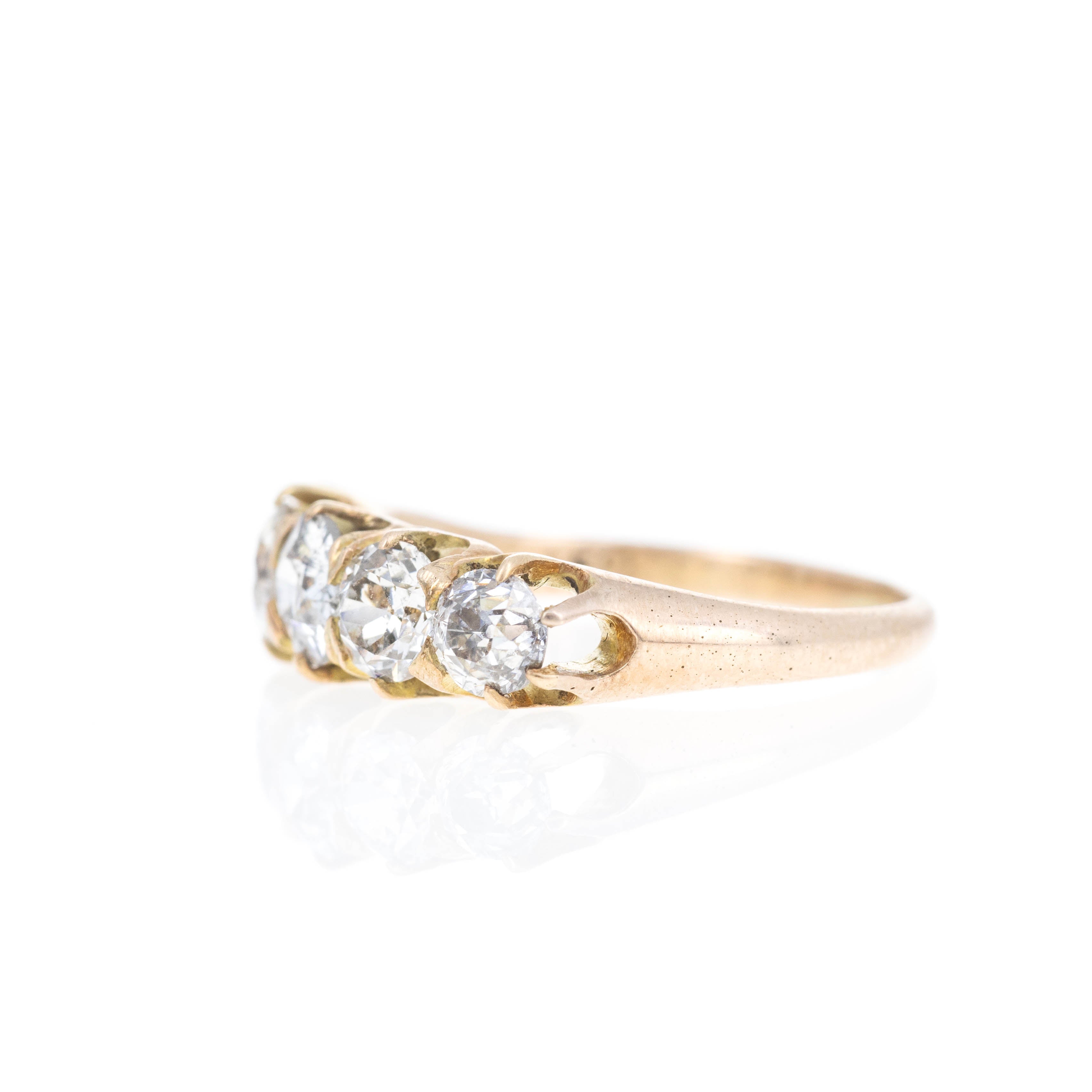Victorian 15K Yellow Gold 1.75 Carat Five Stone Ring - Queen May