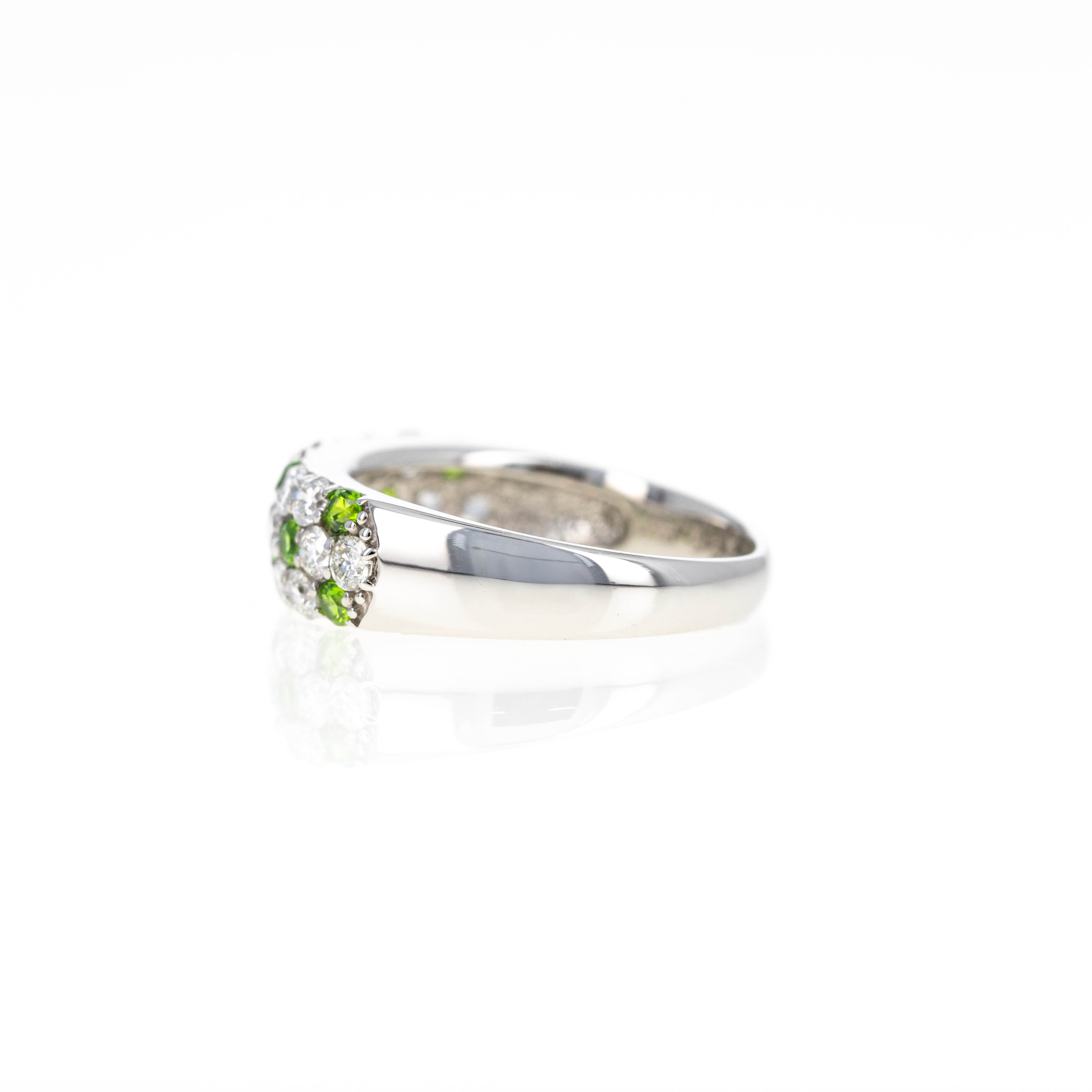 Platinum 0.39 Carat Demantoid Garnet Diamond Pave Band - Queen May
