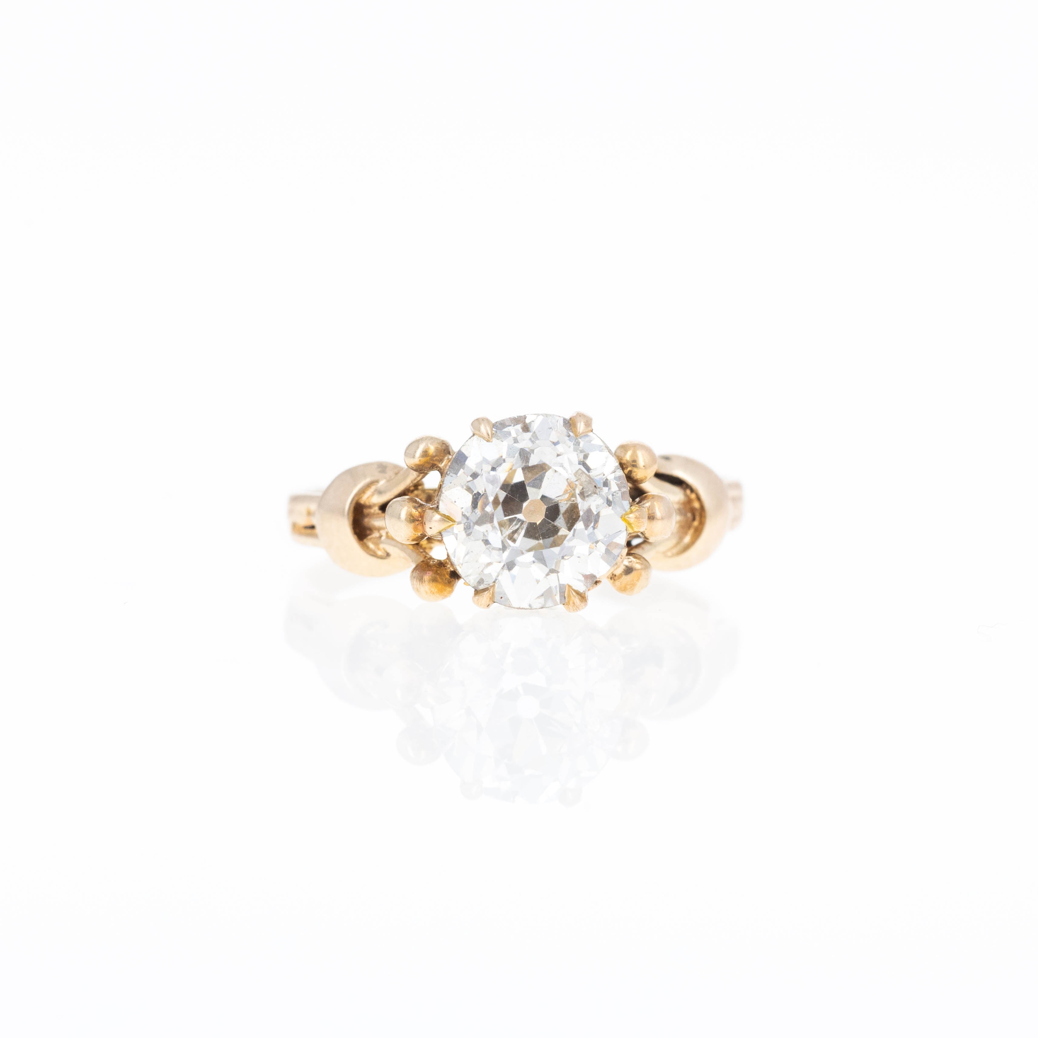Victorian 14K Yellow Gold 1.61 Carat Old European Cut Diamond Ring - Queen May