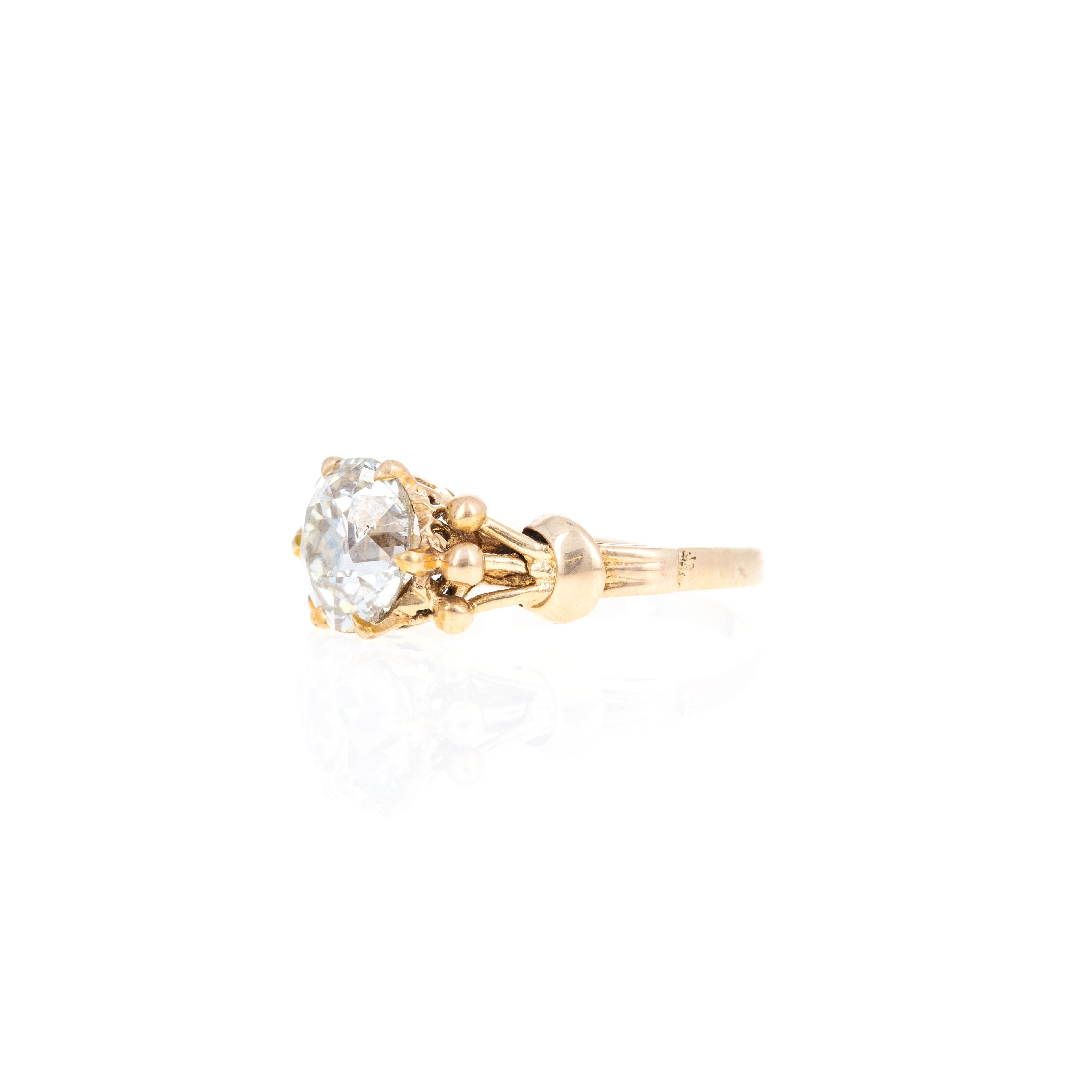 Victorian 14K Yellow Gold 1.61 Carat Old European Cut Diamond Ring - Queen May