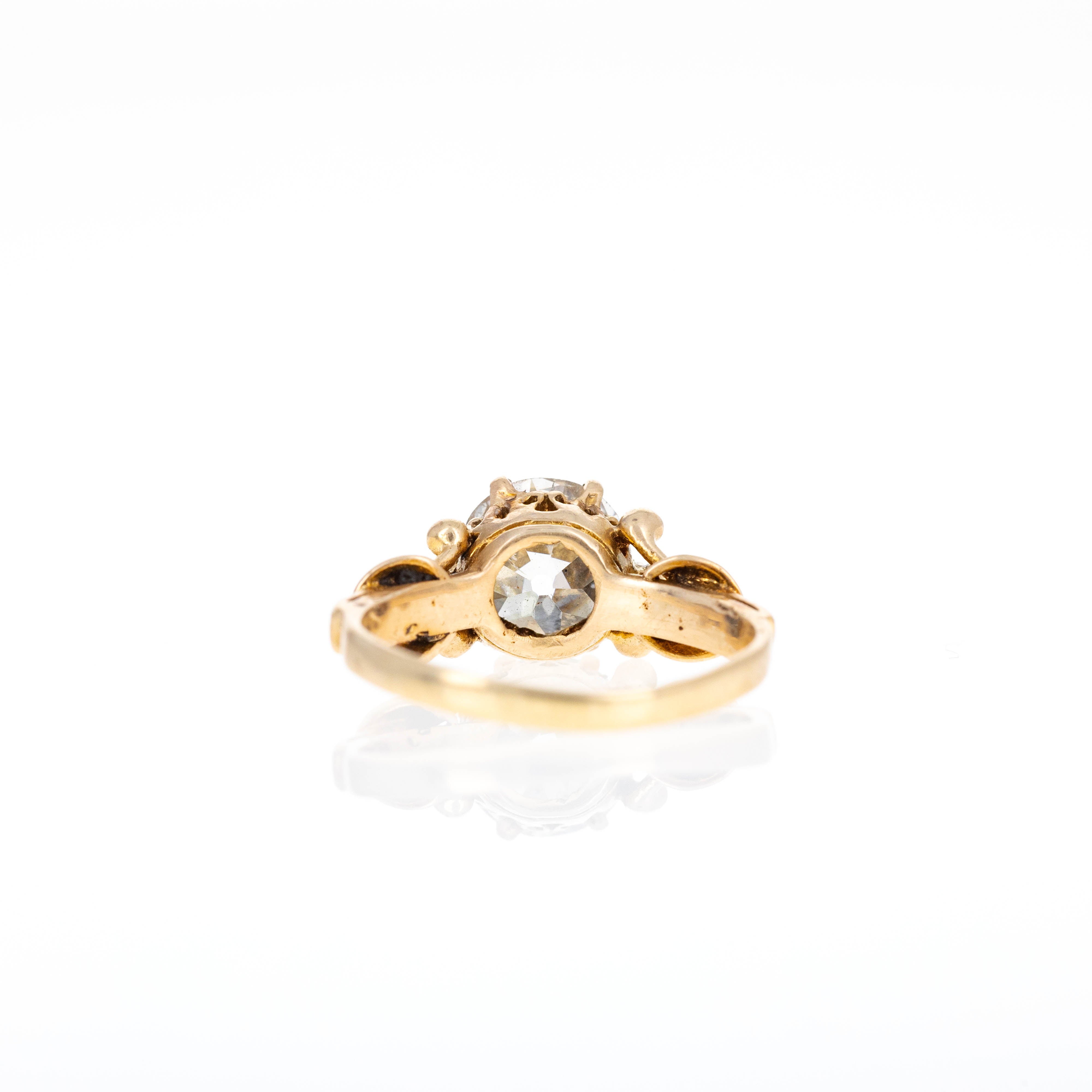 Victorian 14K Yellow Gold 1.61 Carat Old European Cut Diamond Ring - Queen May