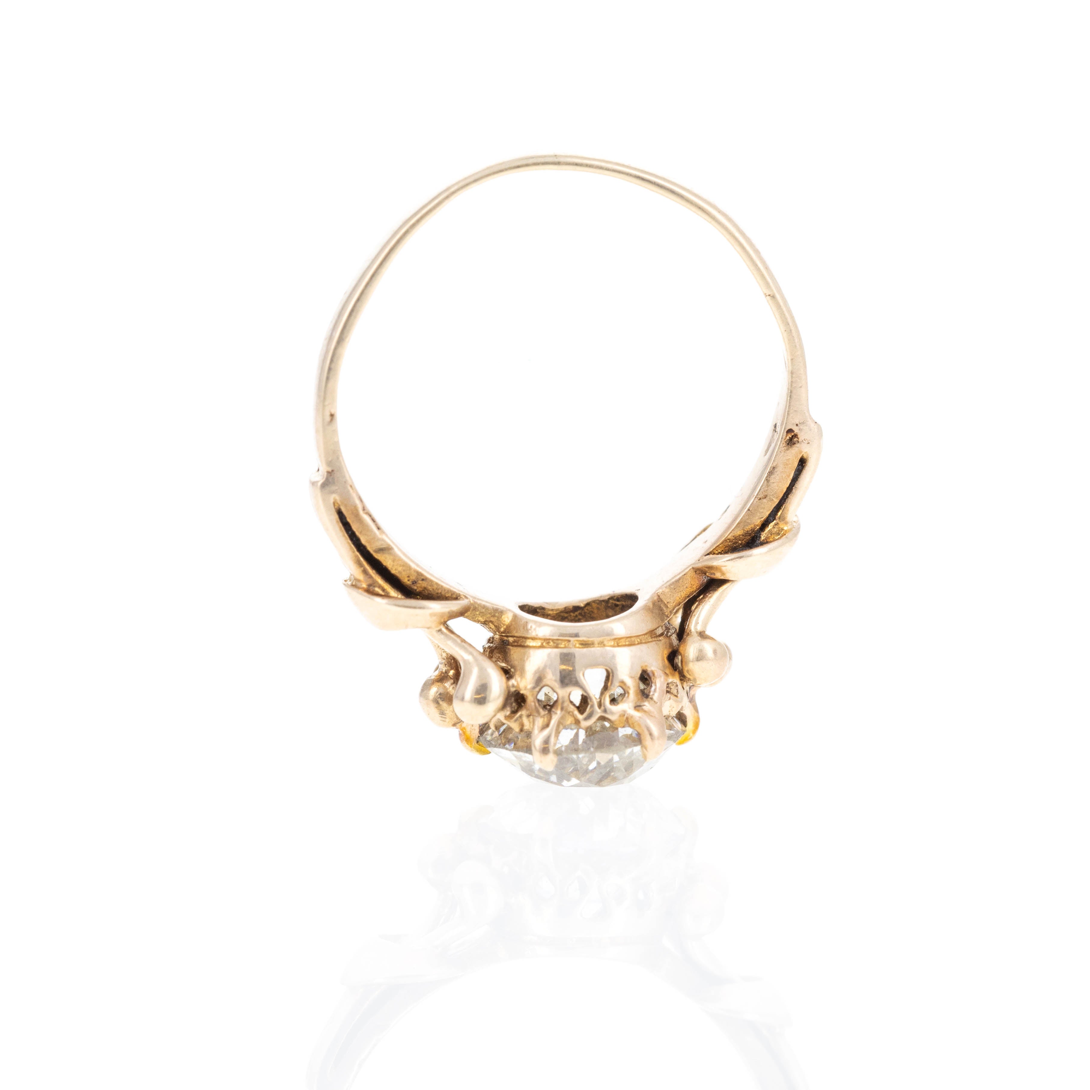 Victorian 14K Yellow Gold 1.61 Carat Old European Cut Diamond Ring - Queen May