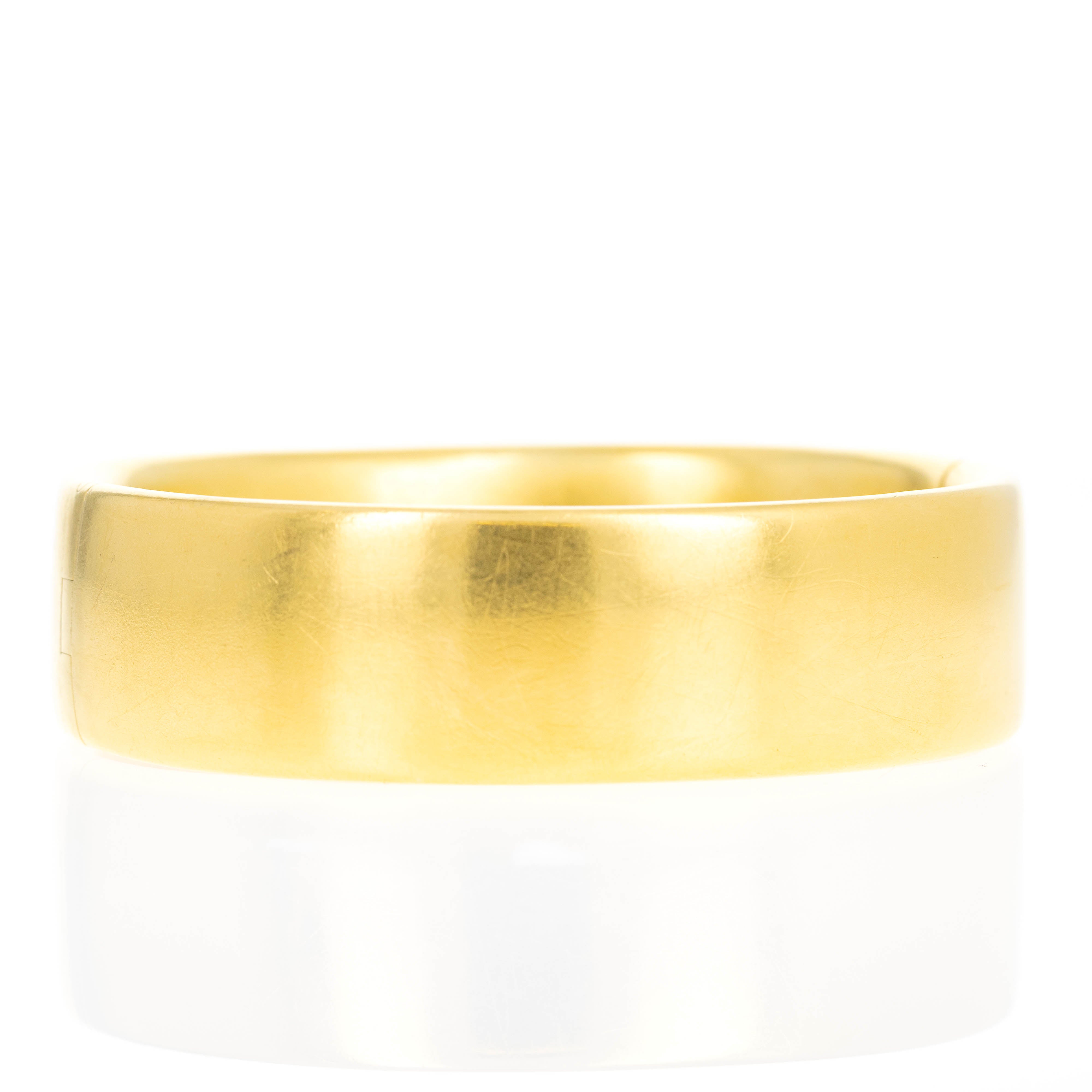 Victorian 18K Yellow Gold 0.75 Carat Rose Cut Diamond Brushed Bangle - Queen May