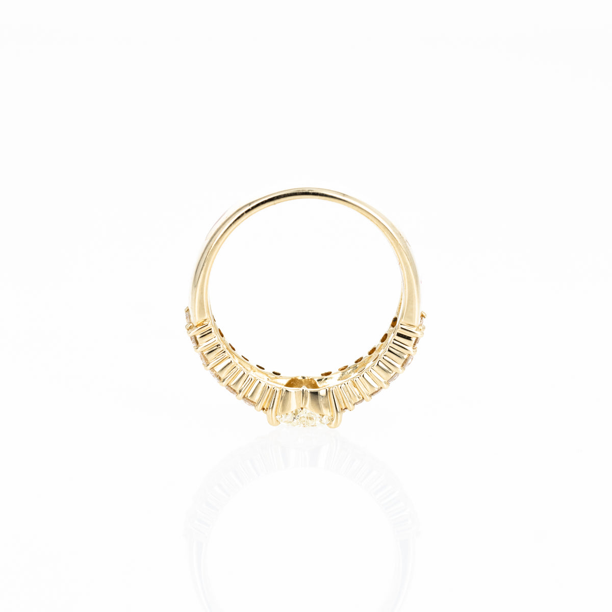 18K Yellow Gold 0.65 Carat Heart Diamond Pave Ring - Queen May
