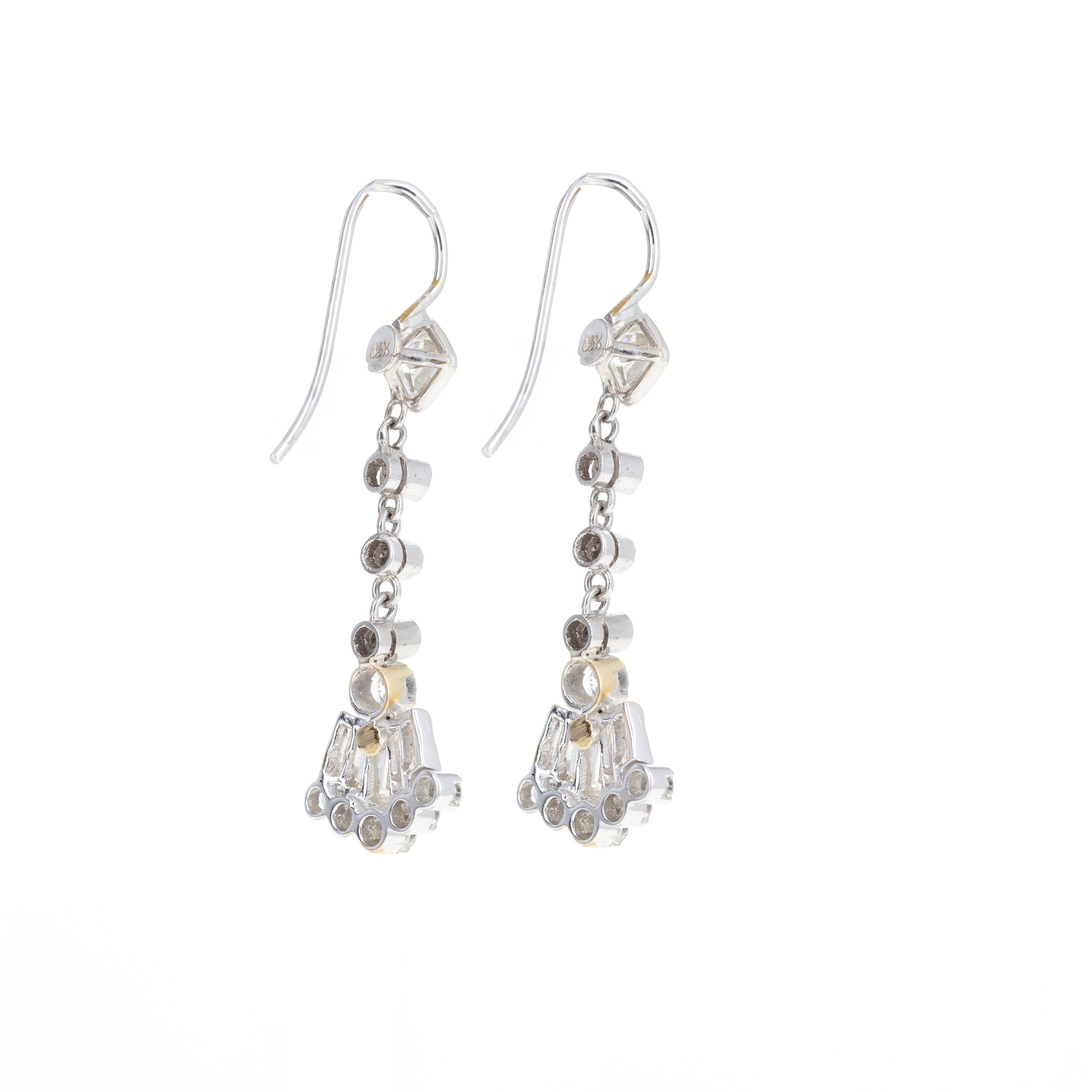 14K White Gold 2 Carat Diamond Fan Dangle Earrings - Queen May