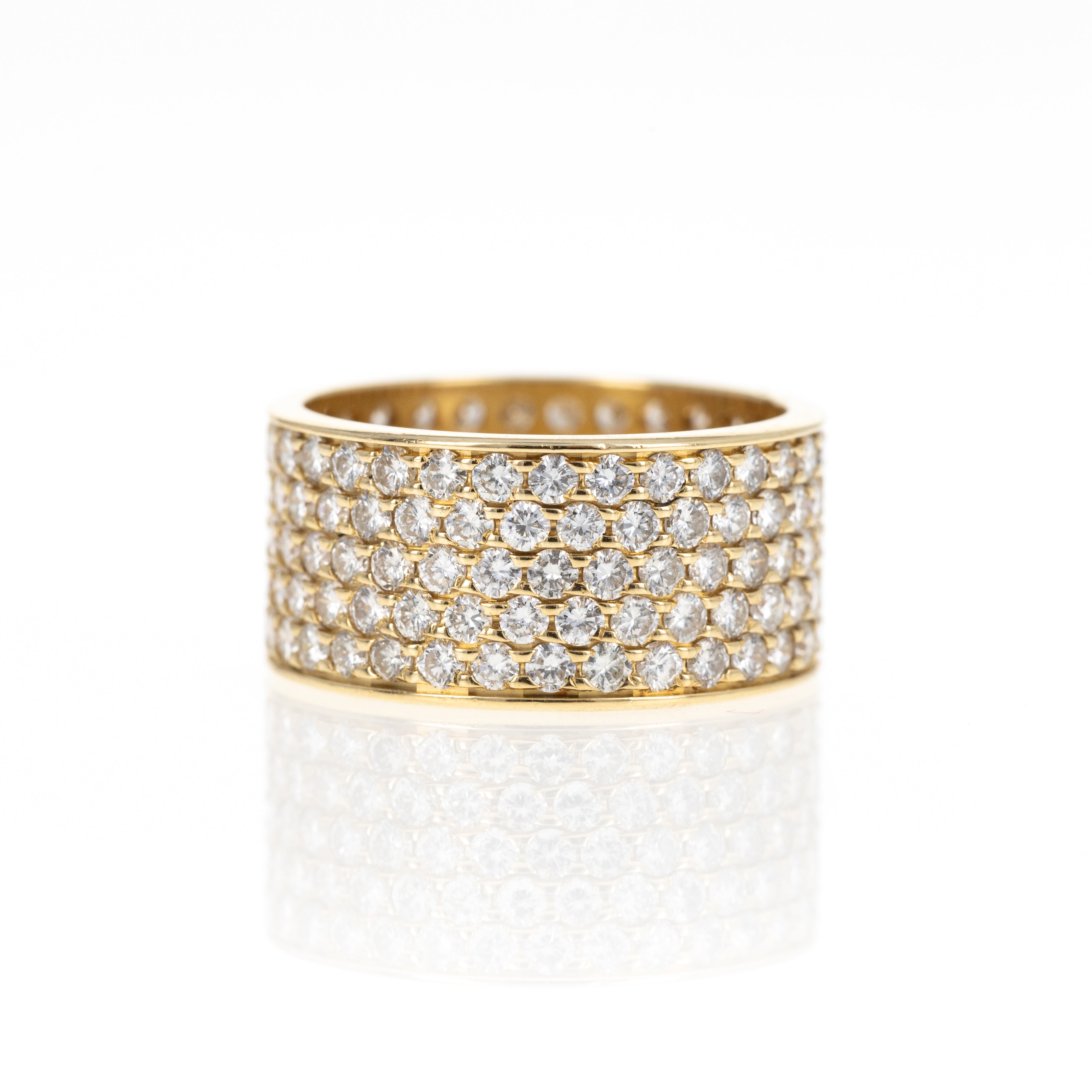 18K Yellow Gold French 3.66 Carat Diamond Pave Cigar Band - Queen May