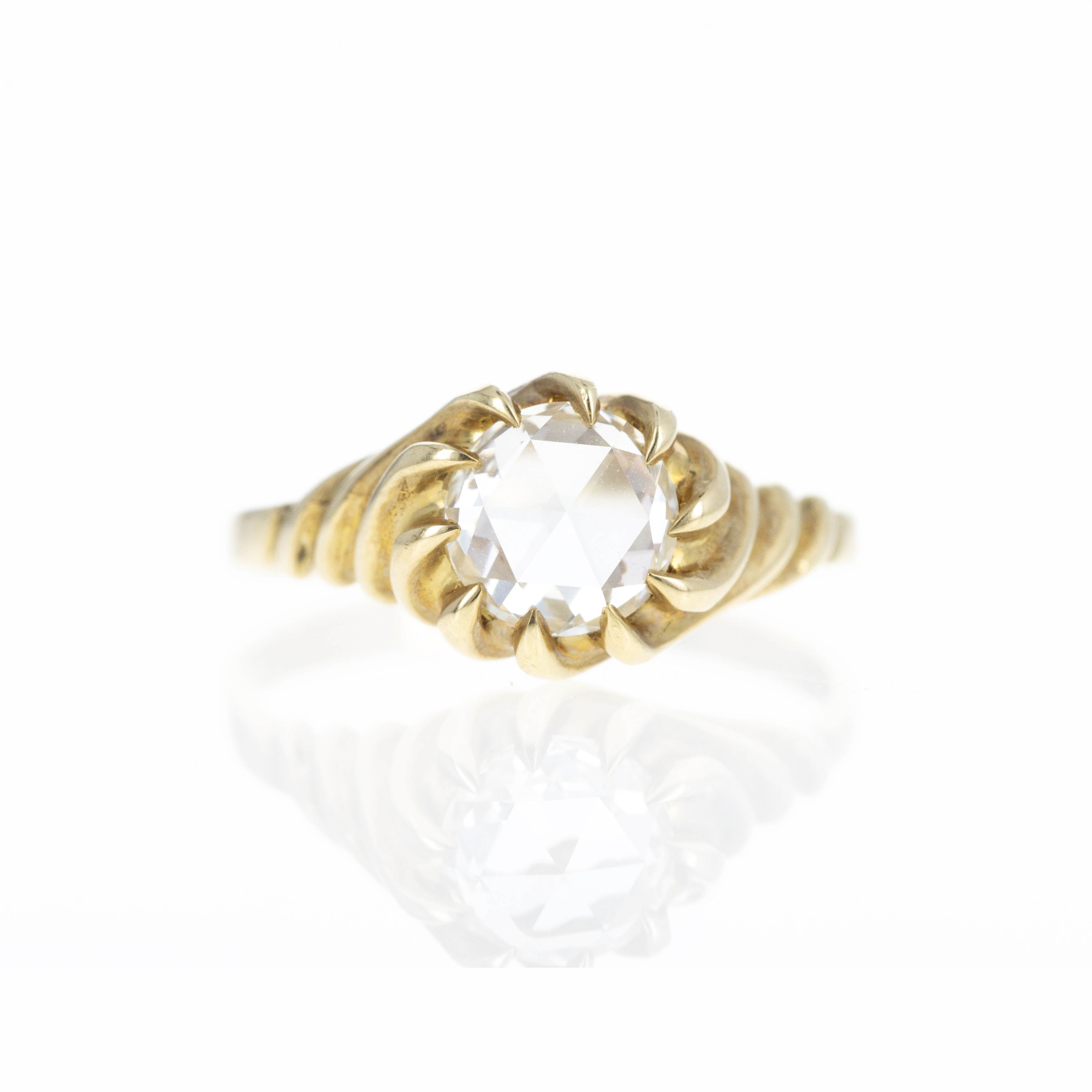 Victorian 9K Yellow Gold 1.05 Carat Rose Cut Diamond Ring - Queen May