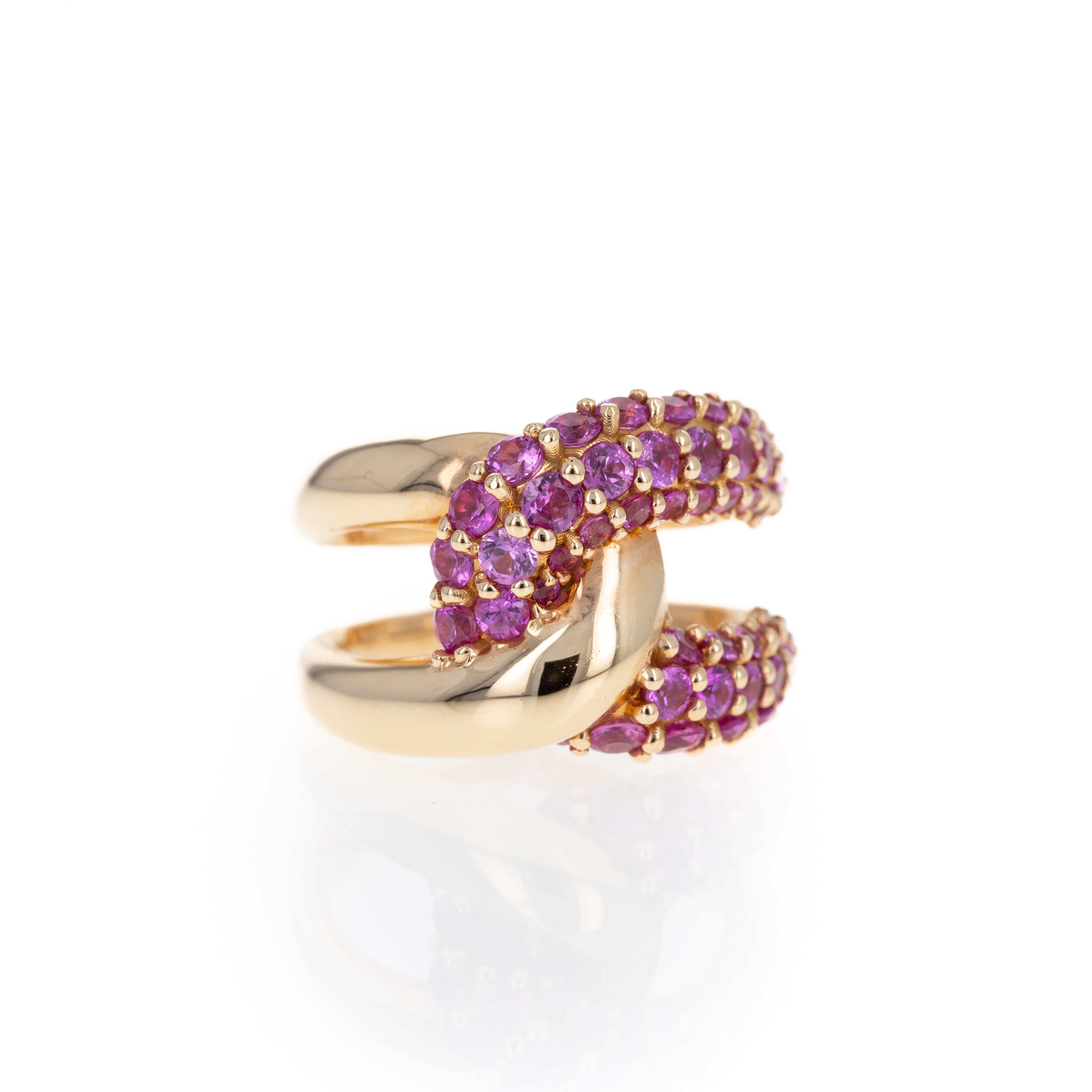18K Rose Gold 3.12 Carat Total Weight Natural Pink Sapphire Intertwine Ring - Queen May