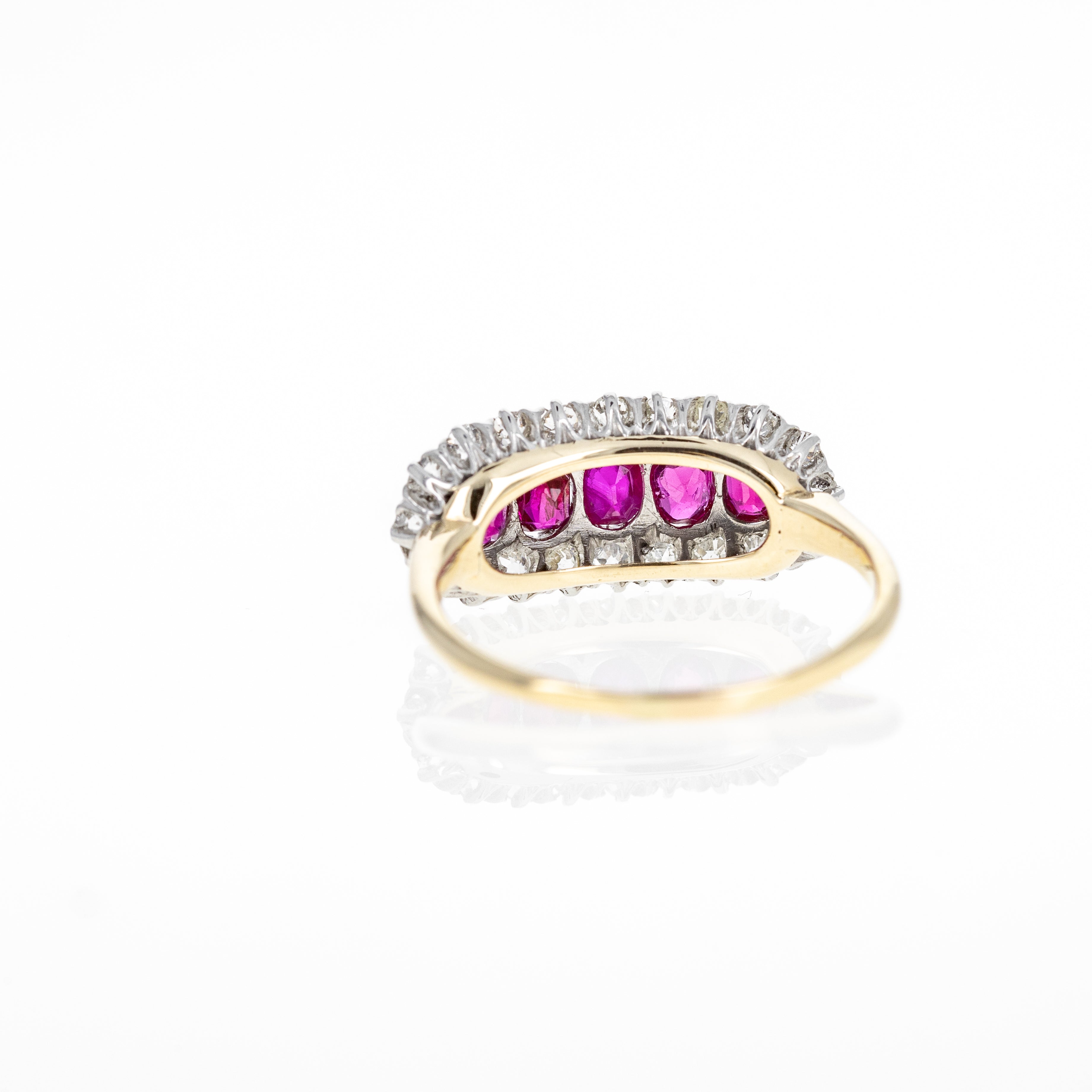 Victorian Platinum and 14K Yellow Gold 0.50 Carat Ruby Diamond Ring - Queen May