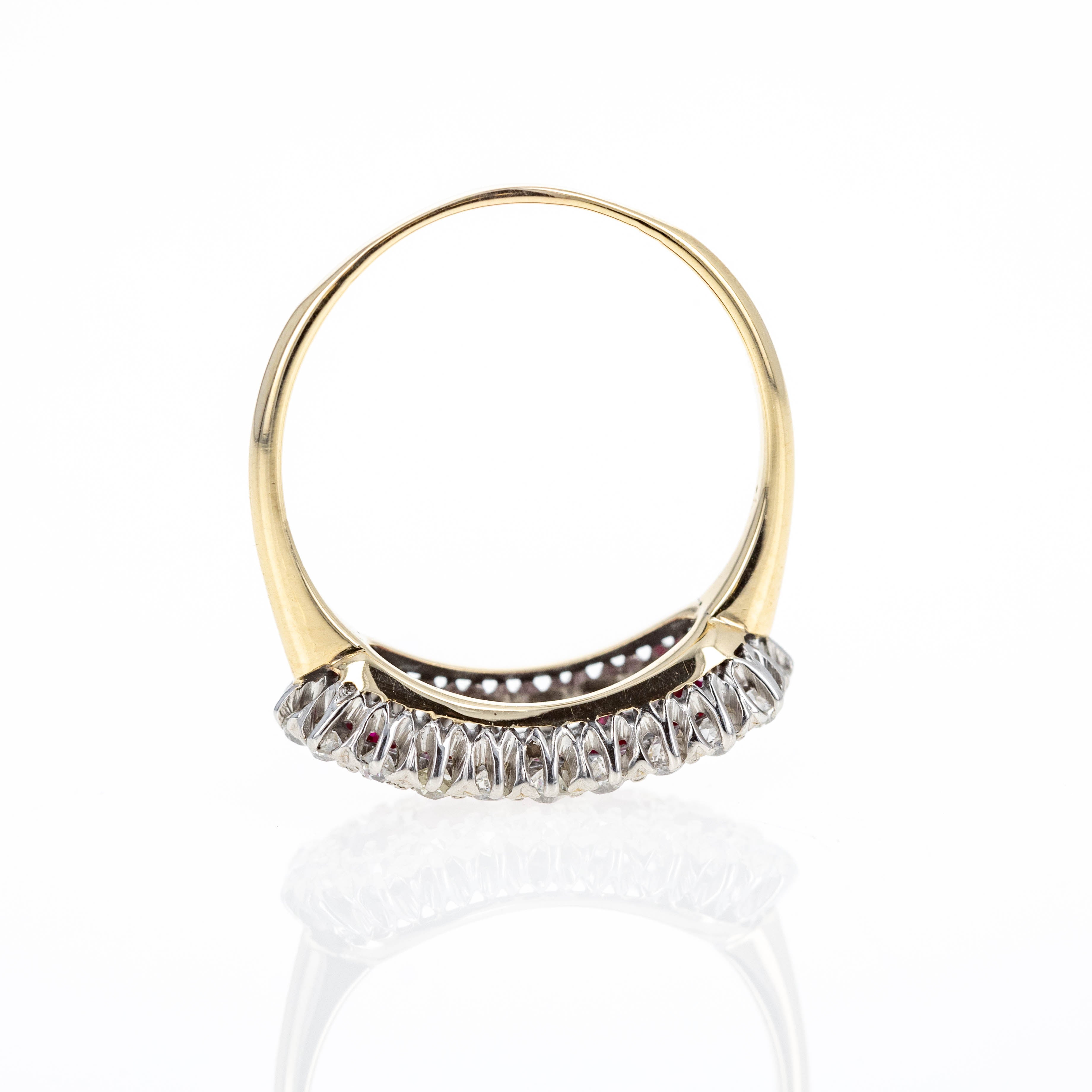 Victorian Platinum and 14K Yellow Gold 0.50 Carat Ruby Diamond Ring - Queen May