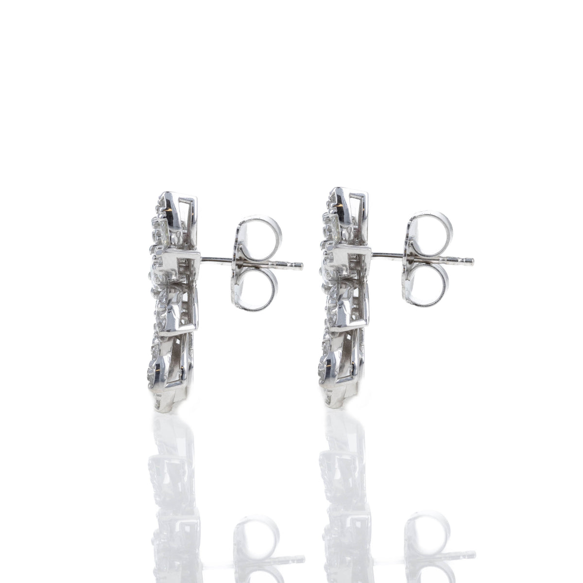 18K White Gold 3.02 Carat Diamond Floral Cluster Earrings - Queen May
