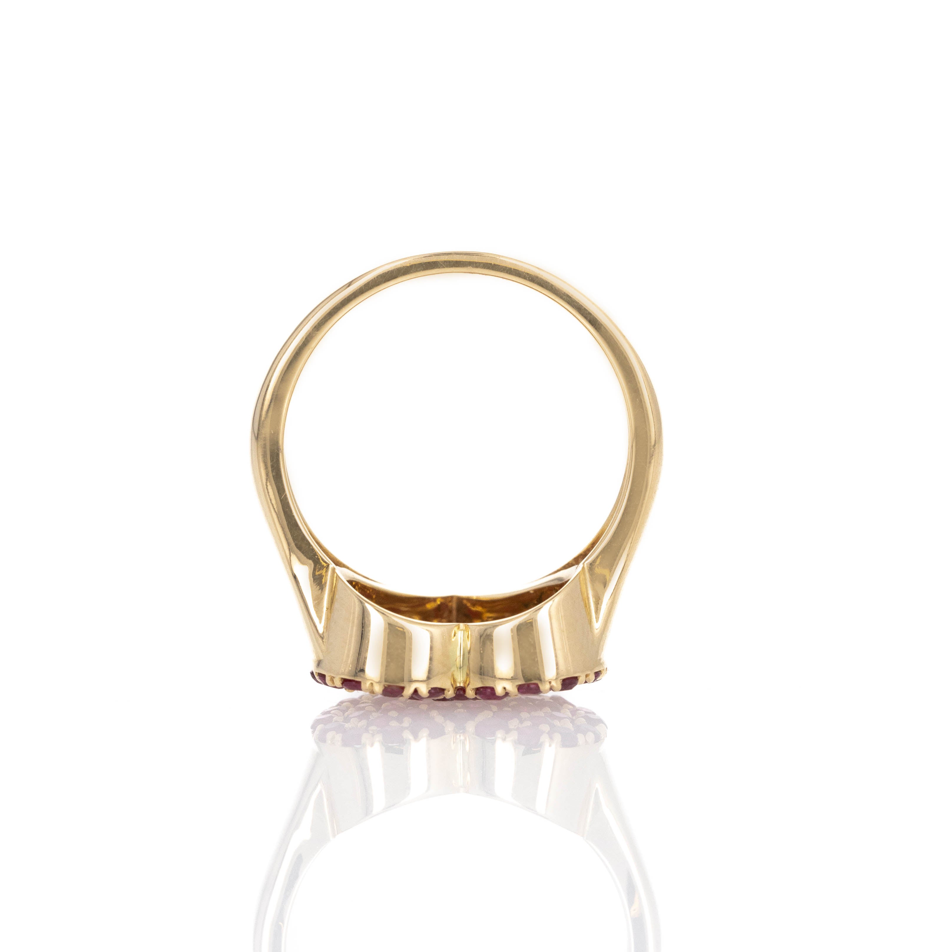 18K Yellow Gold Ruby Heart Pave Ring - Queen May
