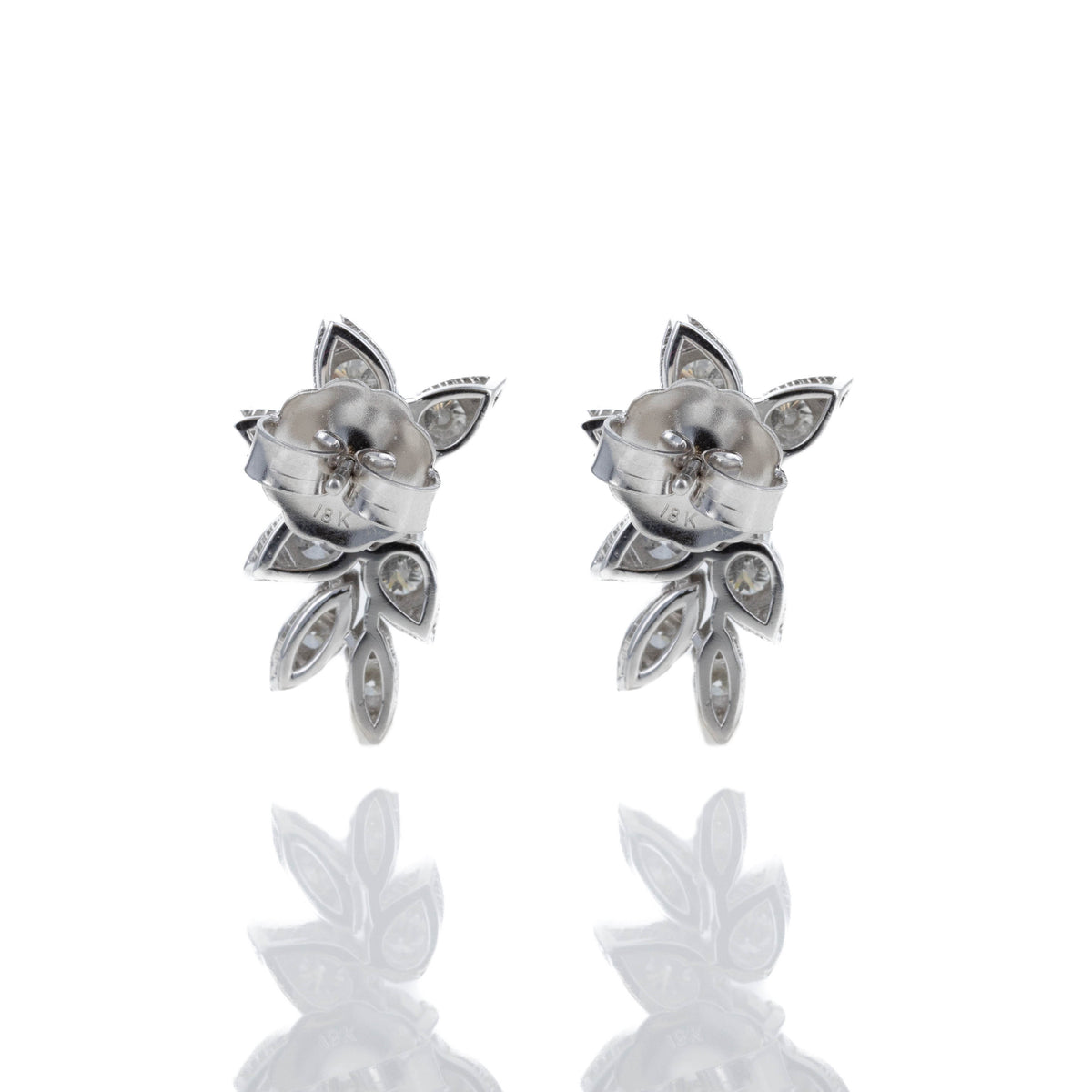 18K White Gold 3.02 Carat Diamond Floral Cluster Earrings - Queen May