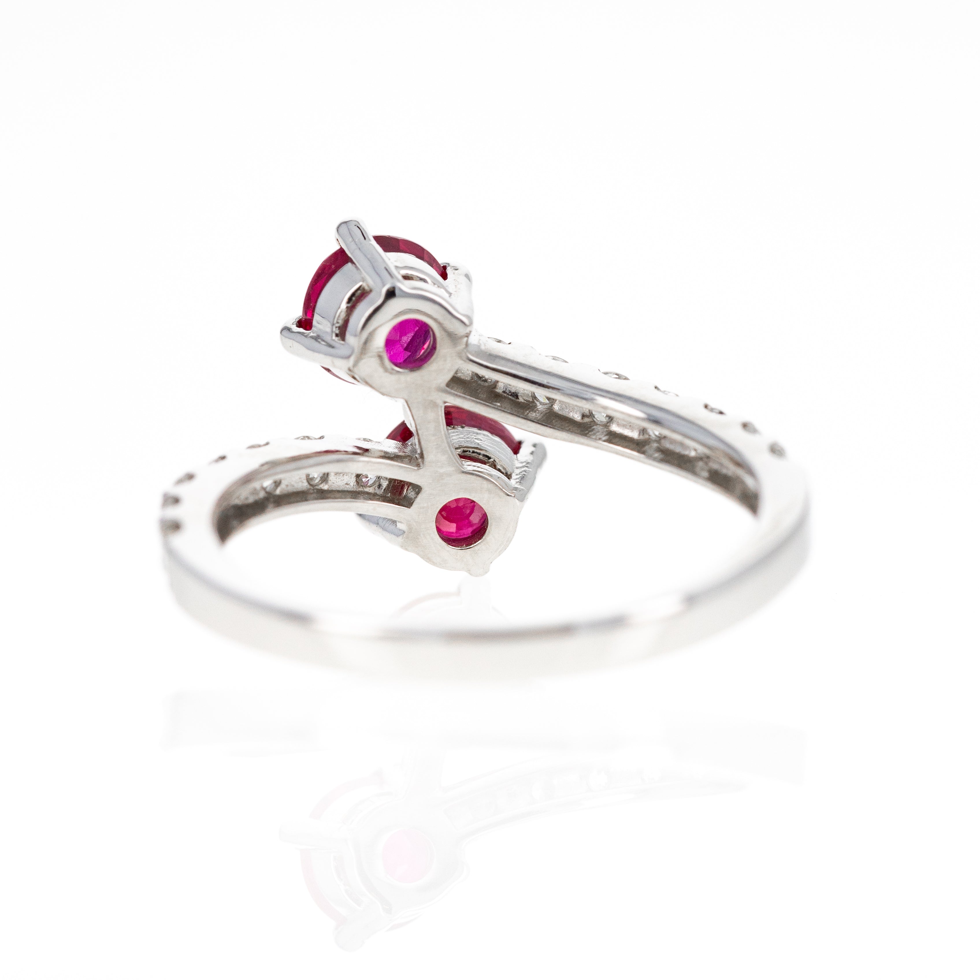 Platinum 1.56 Carat Ruby Two Stone Diamond Wrap Ring - Queen May