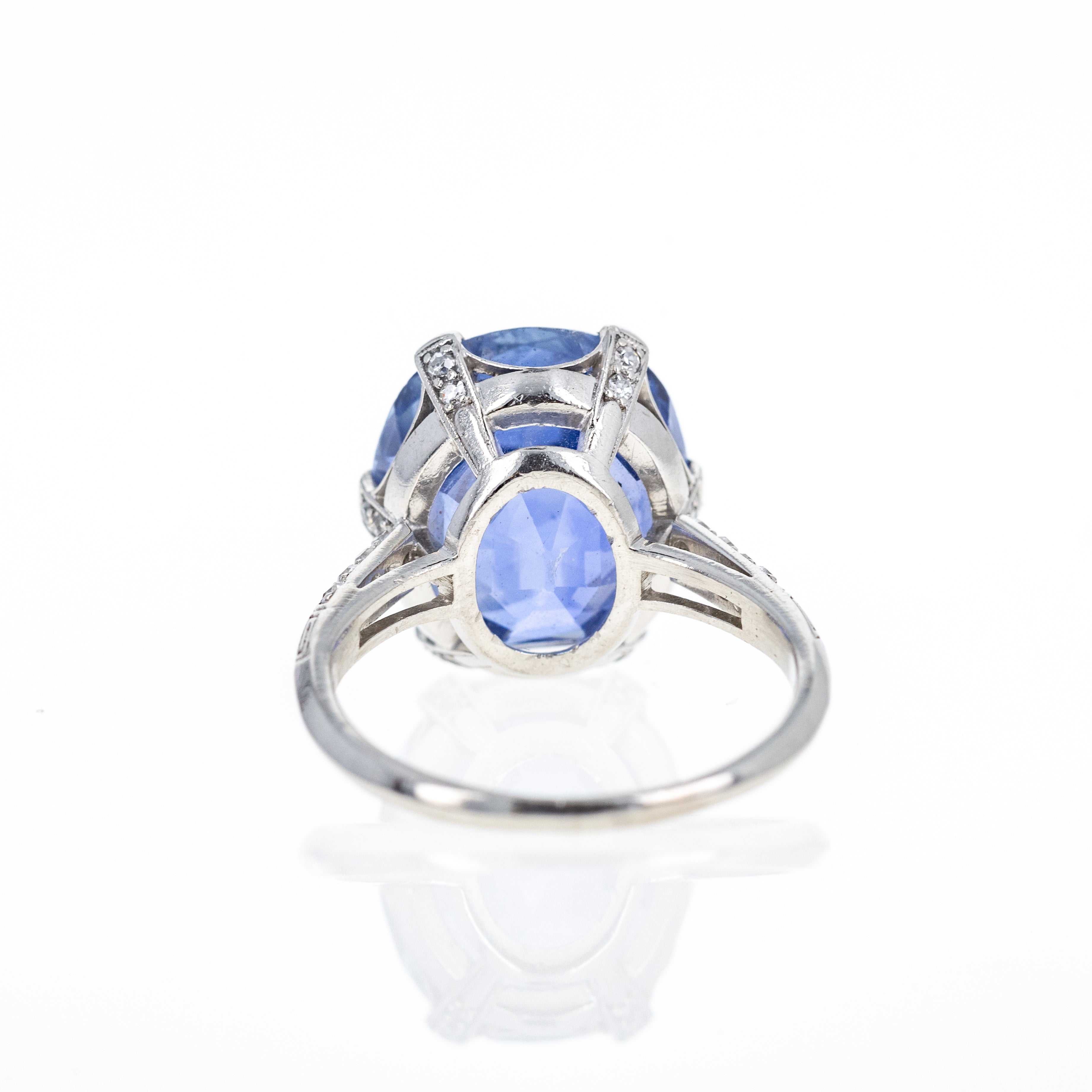 Art Deco Marcus & Co. Platinum 12 Carat No Heat Sapphire Diamond Ring - Queen May