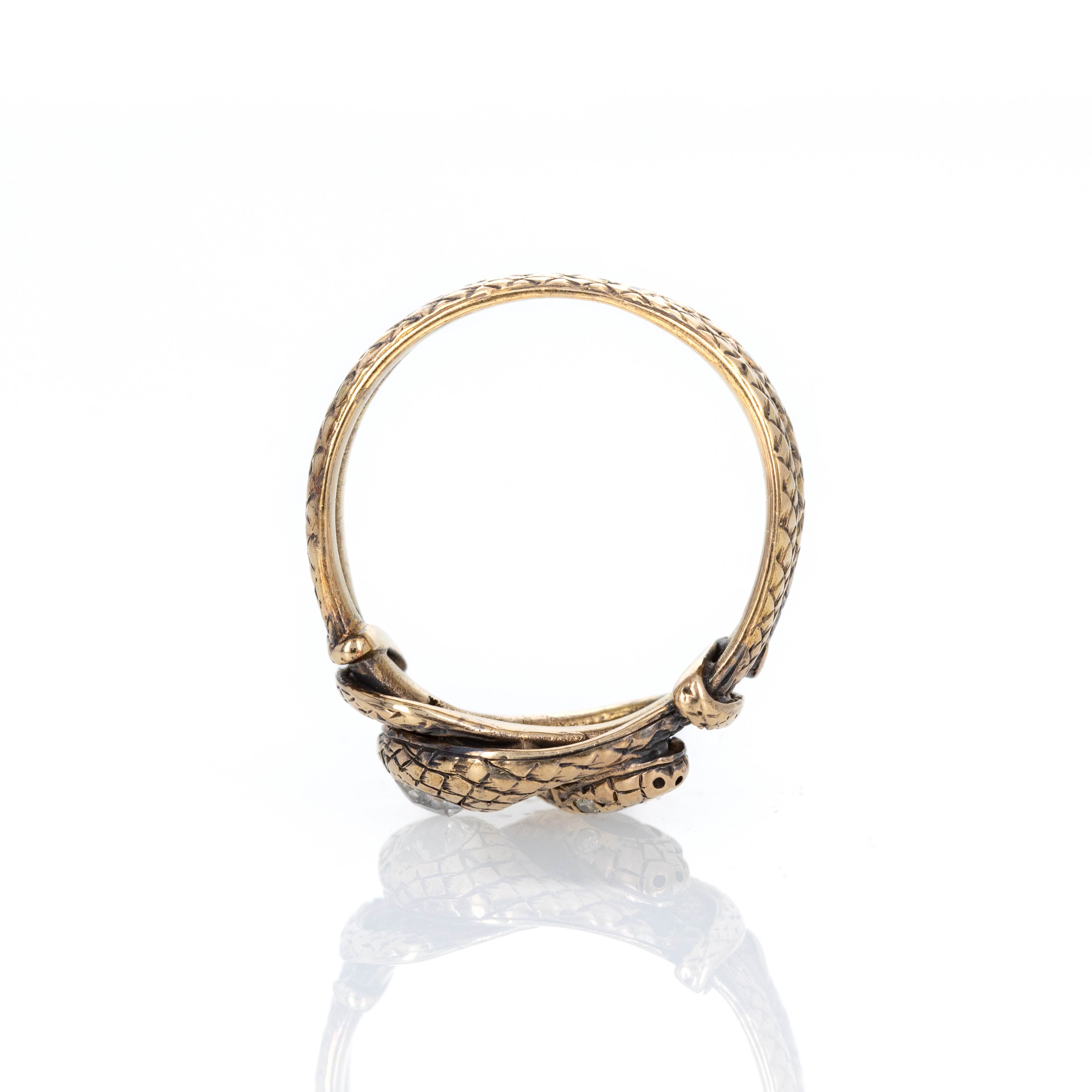 Victorian Old European Diamond Natural Sapphire Interlocking Snake Ring - Queen May