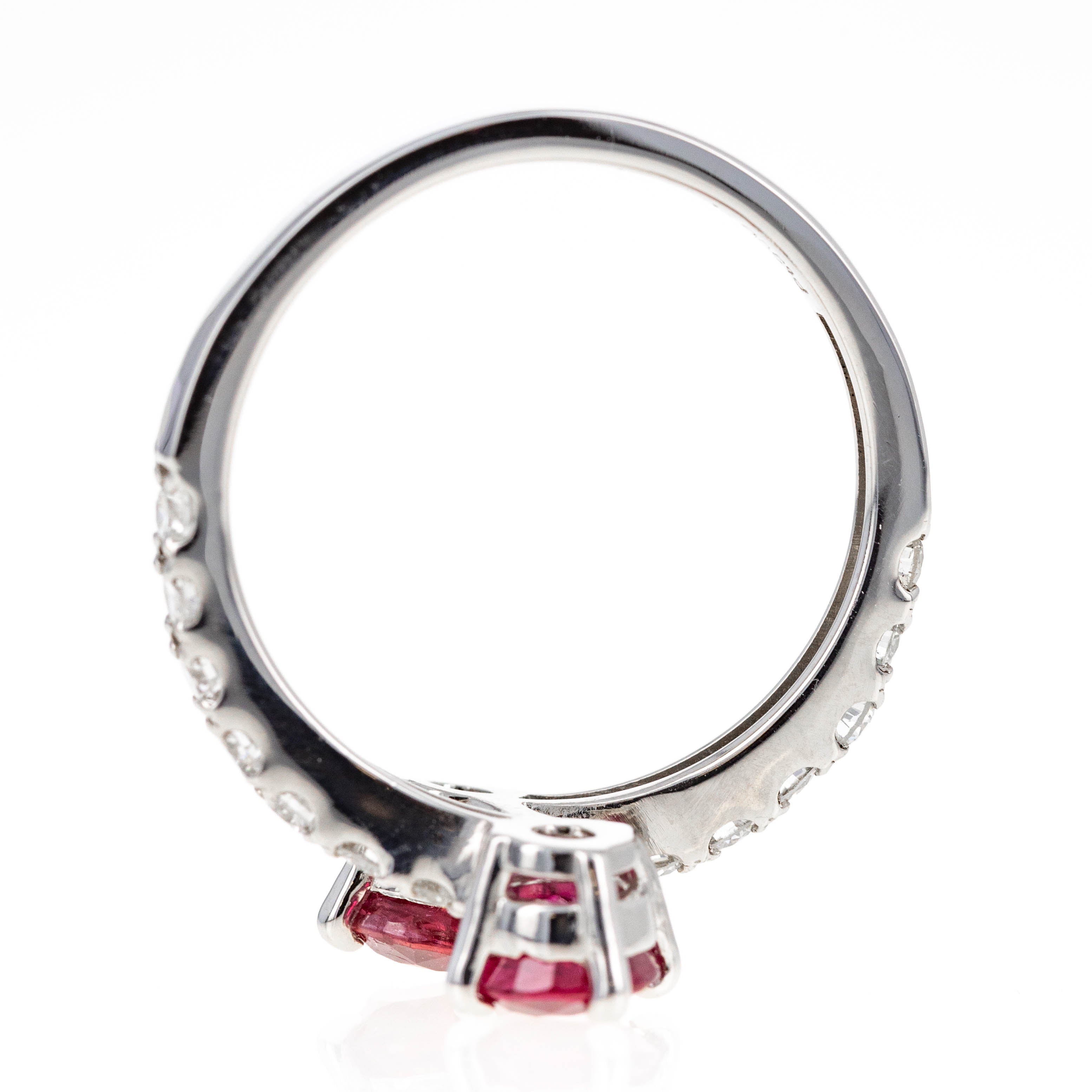 Platinum 1.56 Carat Ruby Two Stone Diamond Wrap Ring - Queen May