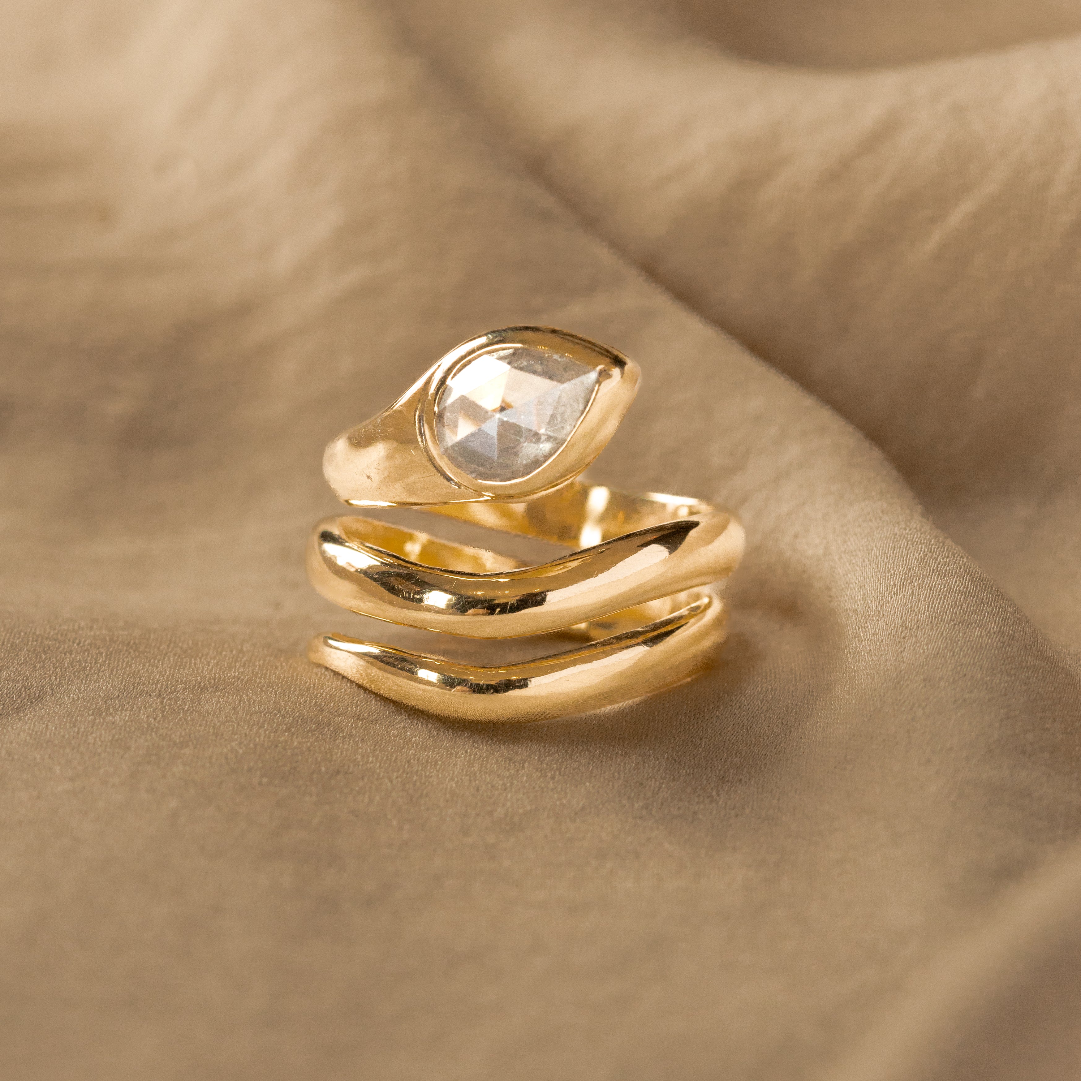 Victorian 1.15 Carat Pear Rose Cut Diamond Snake Ring - Queen May