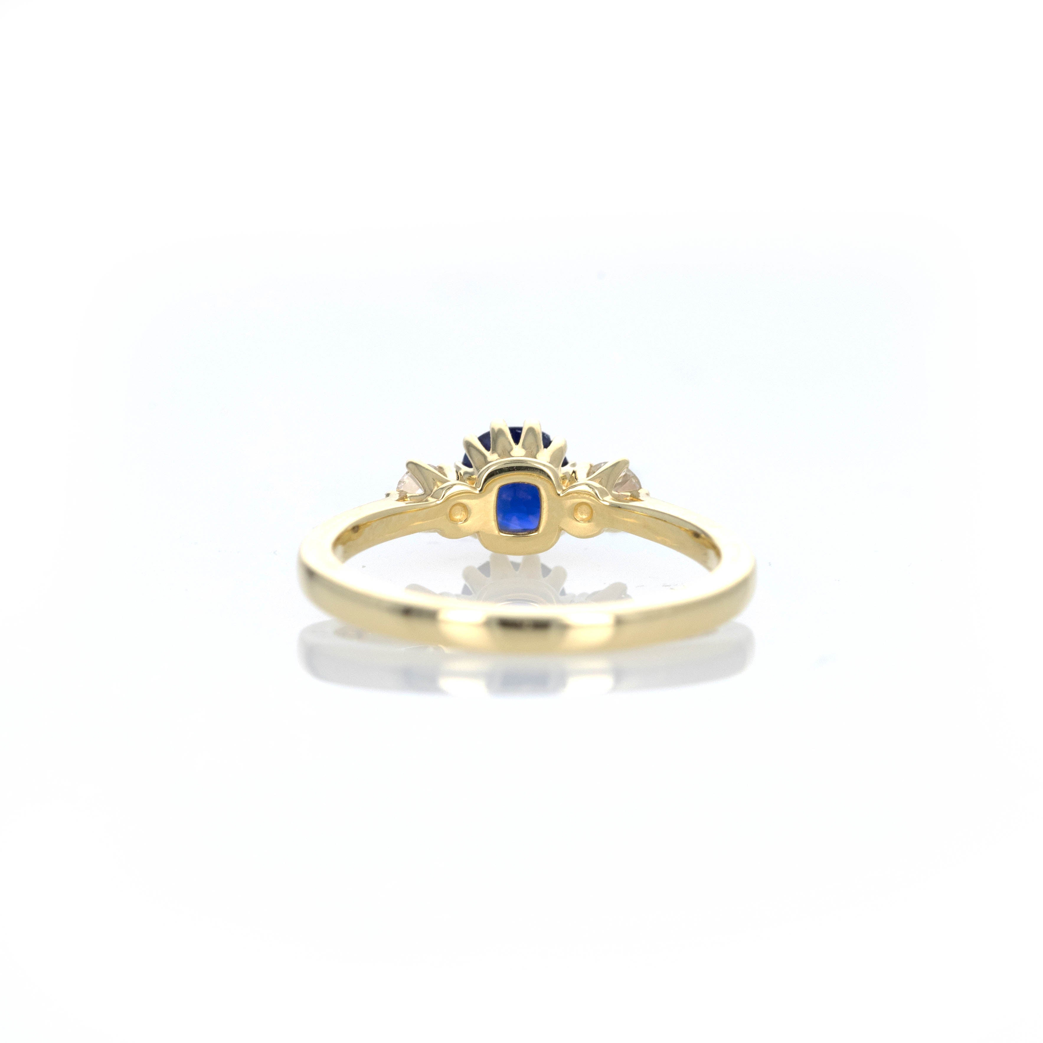 Victorian Inspired 0.62 Carat Natural Sapphire Diamond Three Stone Ring - Queen May