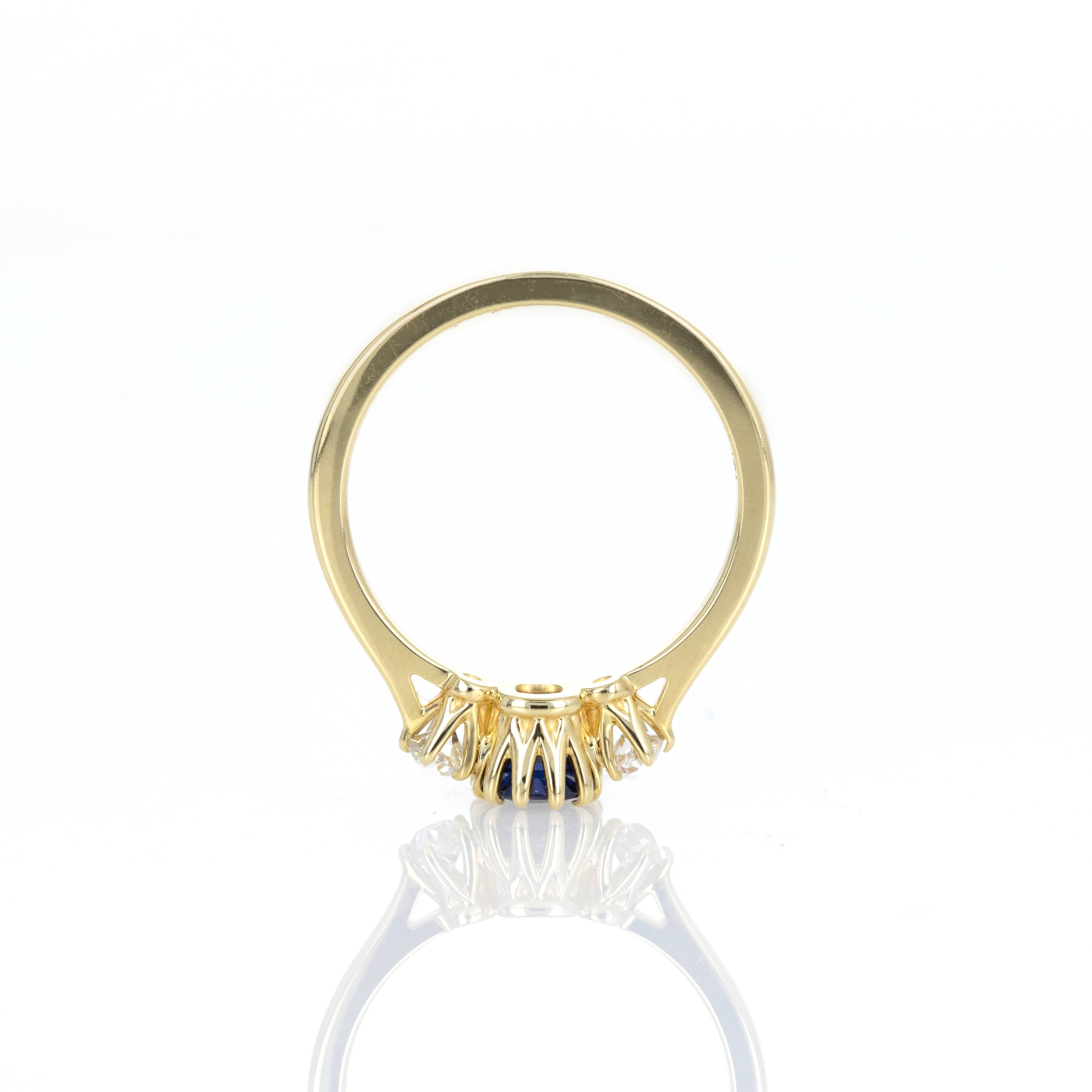 Victorian Inspired 0.62 Carat Natural Sapphire Diamond Three Stone Ring - Queen May