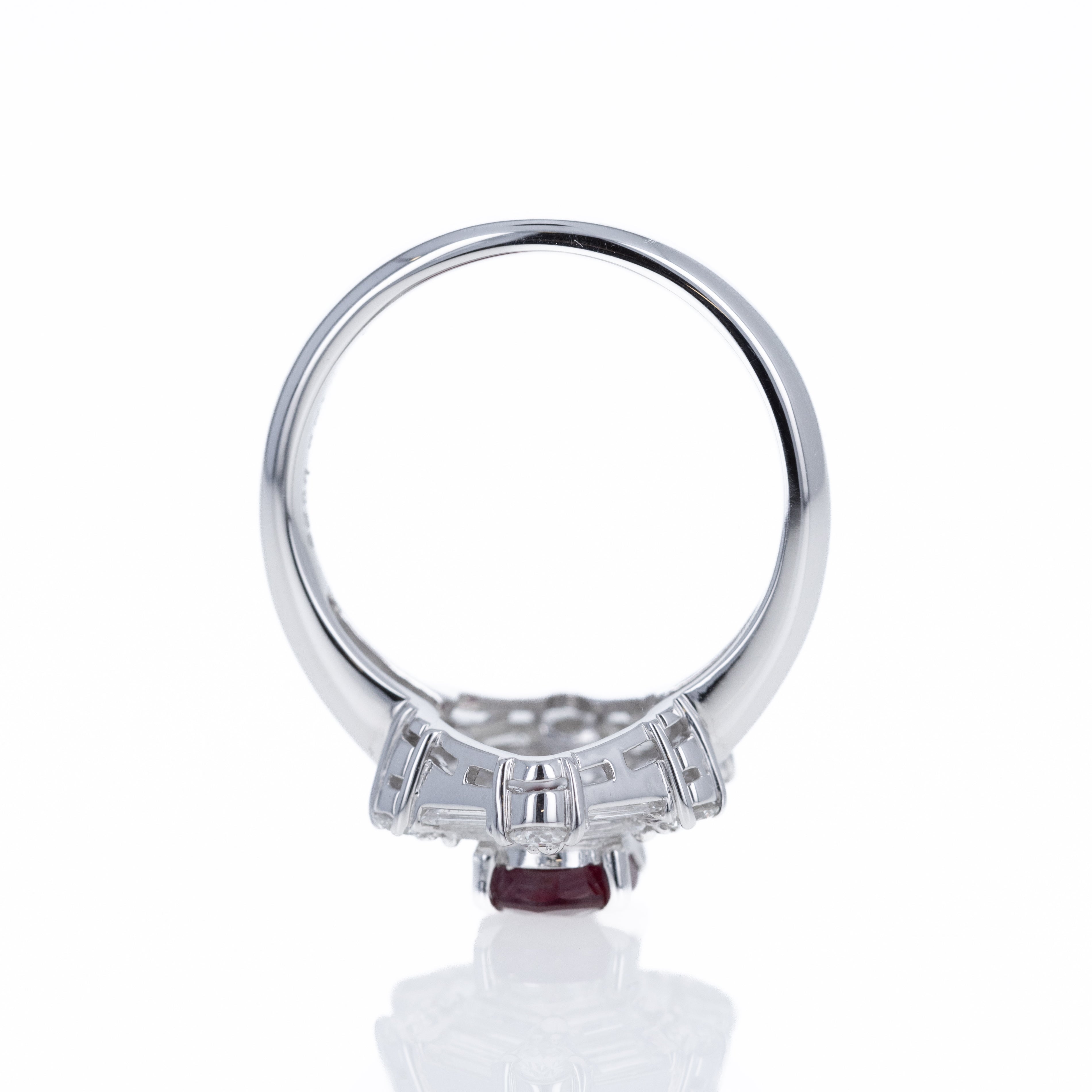 Platinum 1.35 Carat Pigeons Blood Ruby Diamond Hexagon Ring - Queen May
