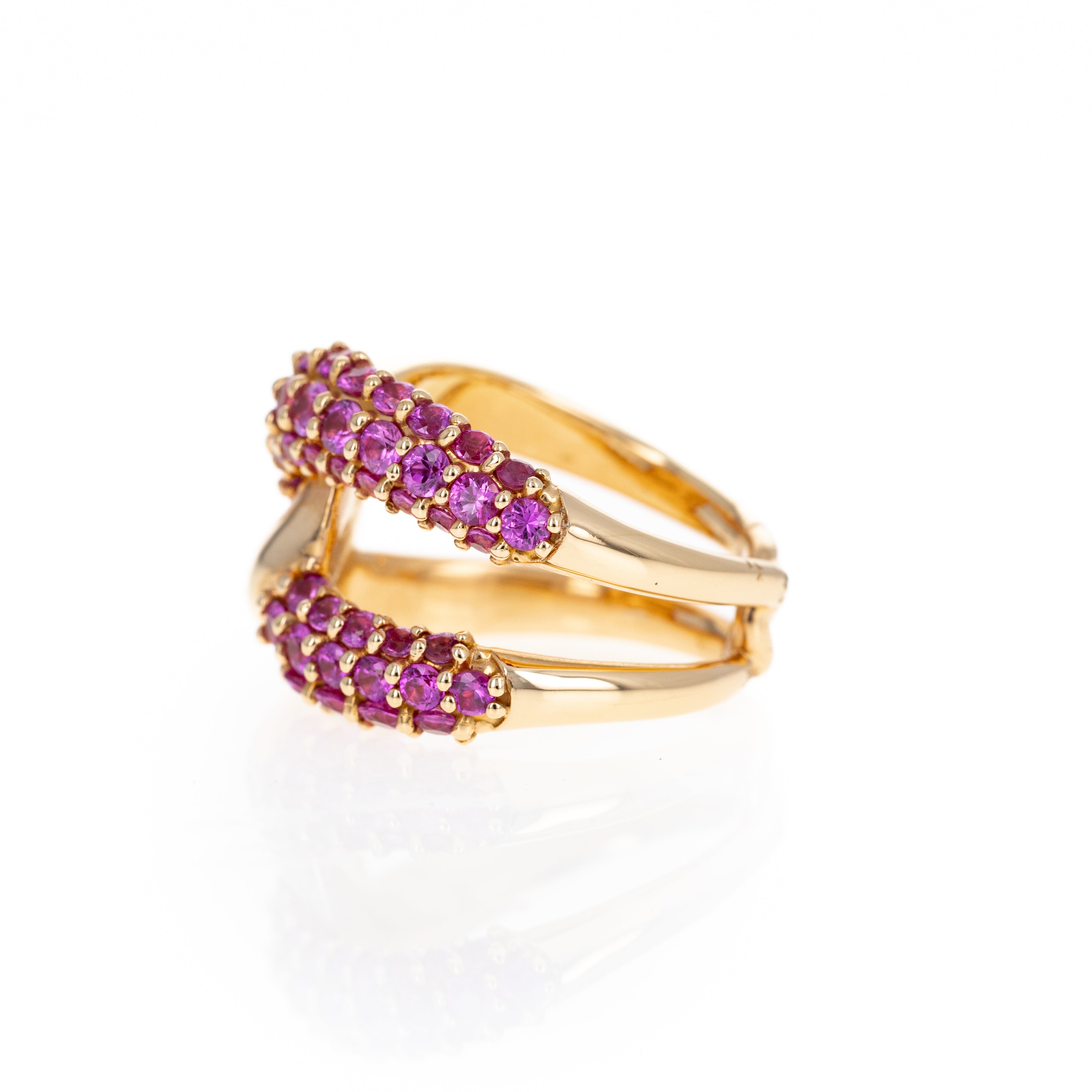 18K Rose Gold 3.12 Carat Total Weight Natural Pink Sapphire Intertwine Ring - Queen May