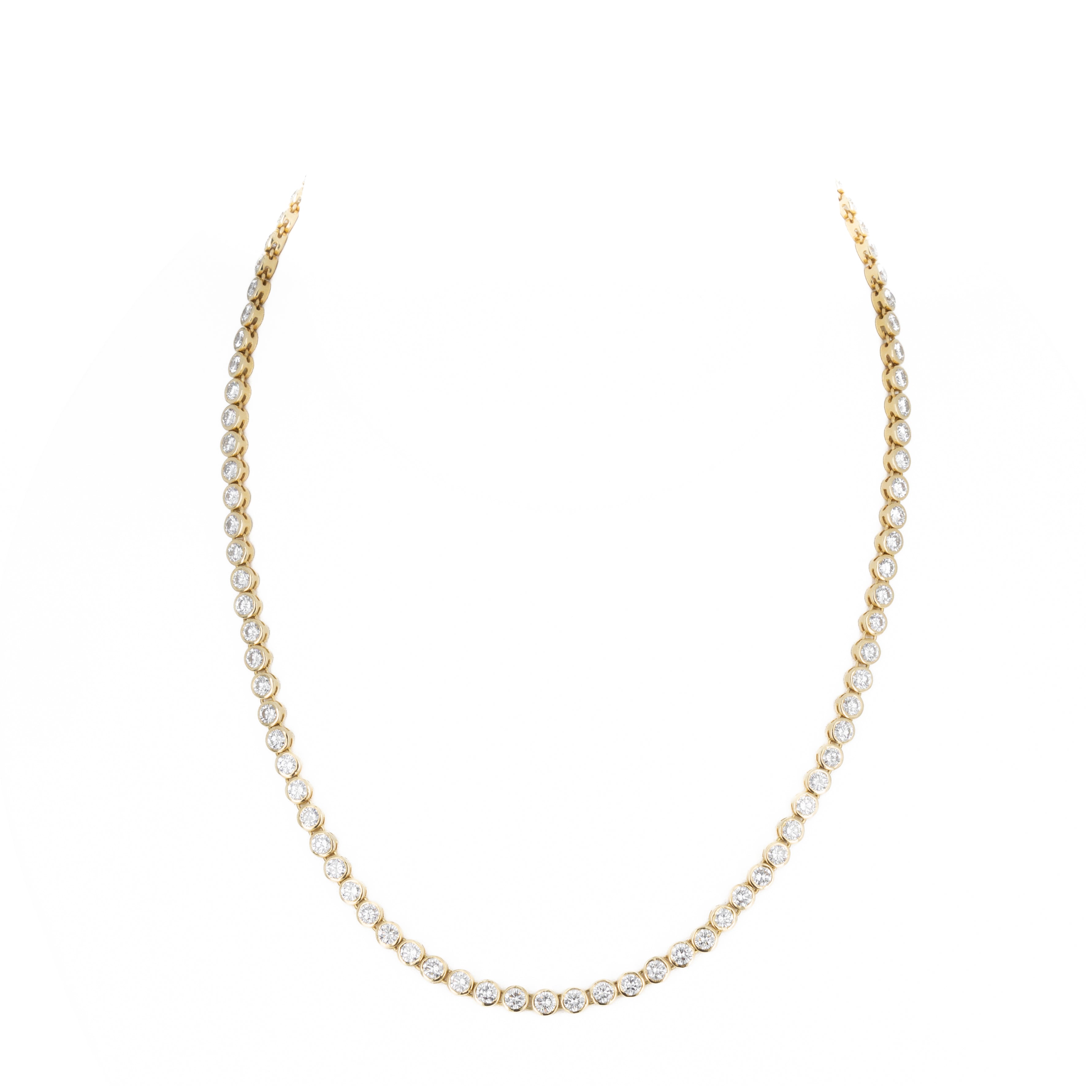 18K Yellow Gold 10.17 Carat Diamond Bezel Necklace - Queen May