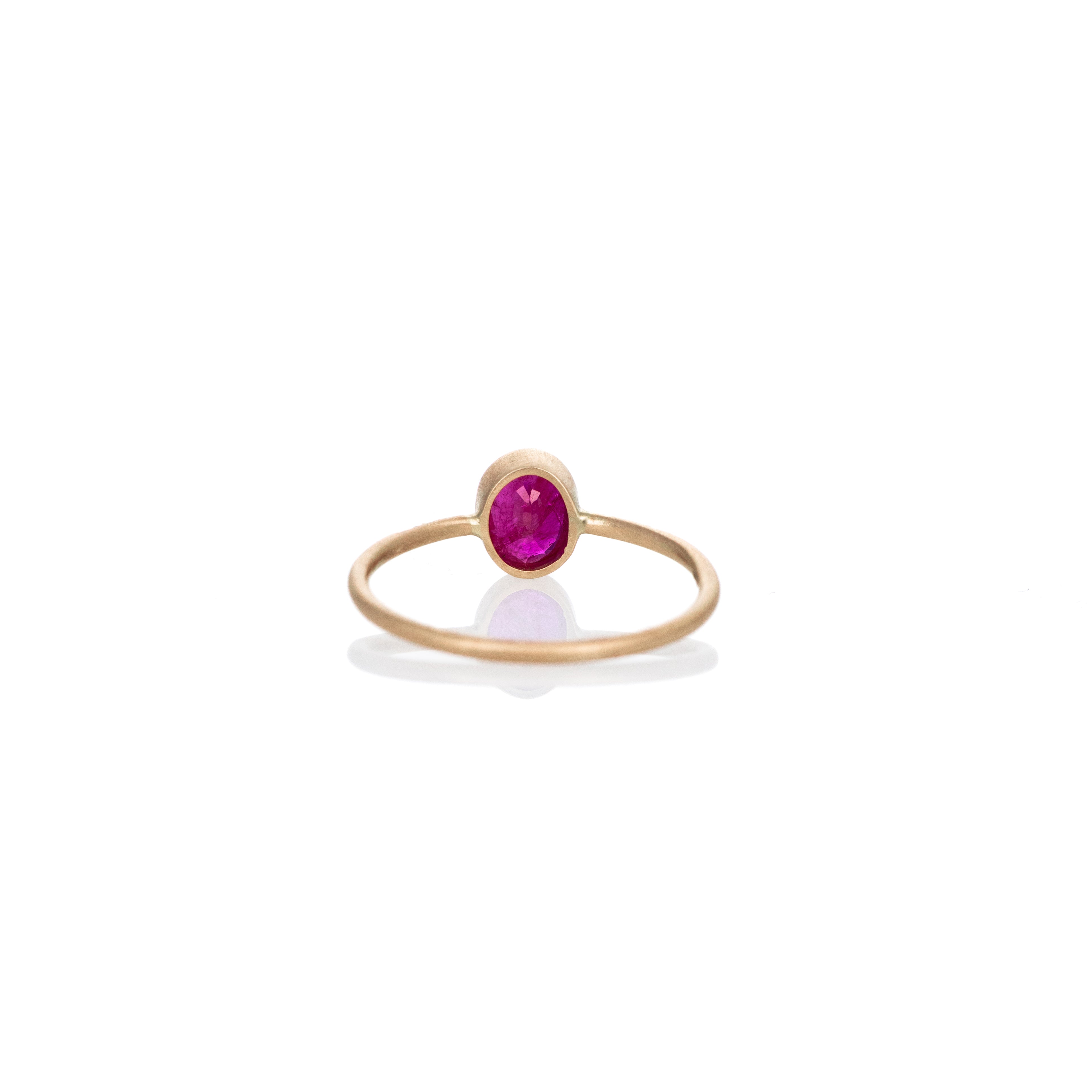 14K Yellow Gold 0.72 Carat Ruby Diamond Bezel Ring - Queen May