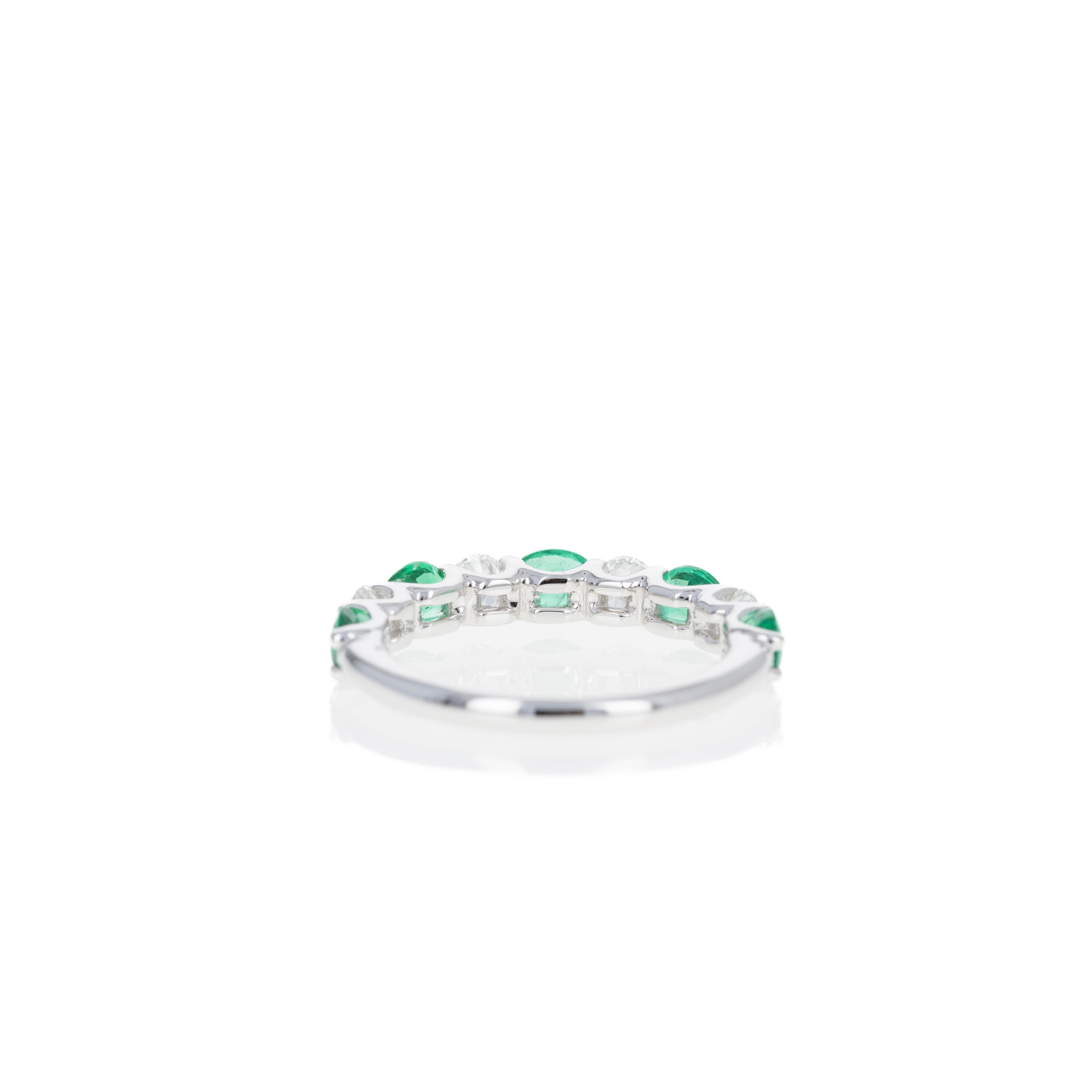 14K White Gold Emerald, Ruby, Or Sapphire & Diamond Band - Queen May