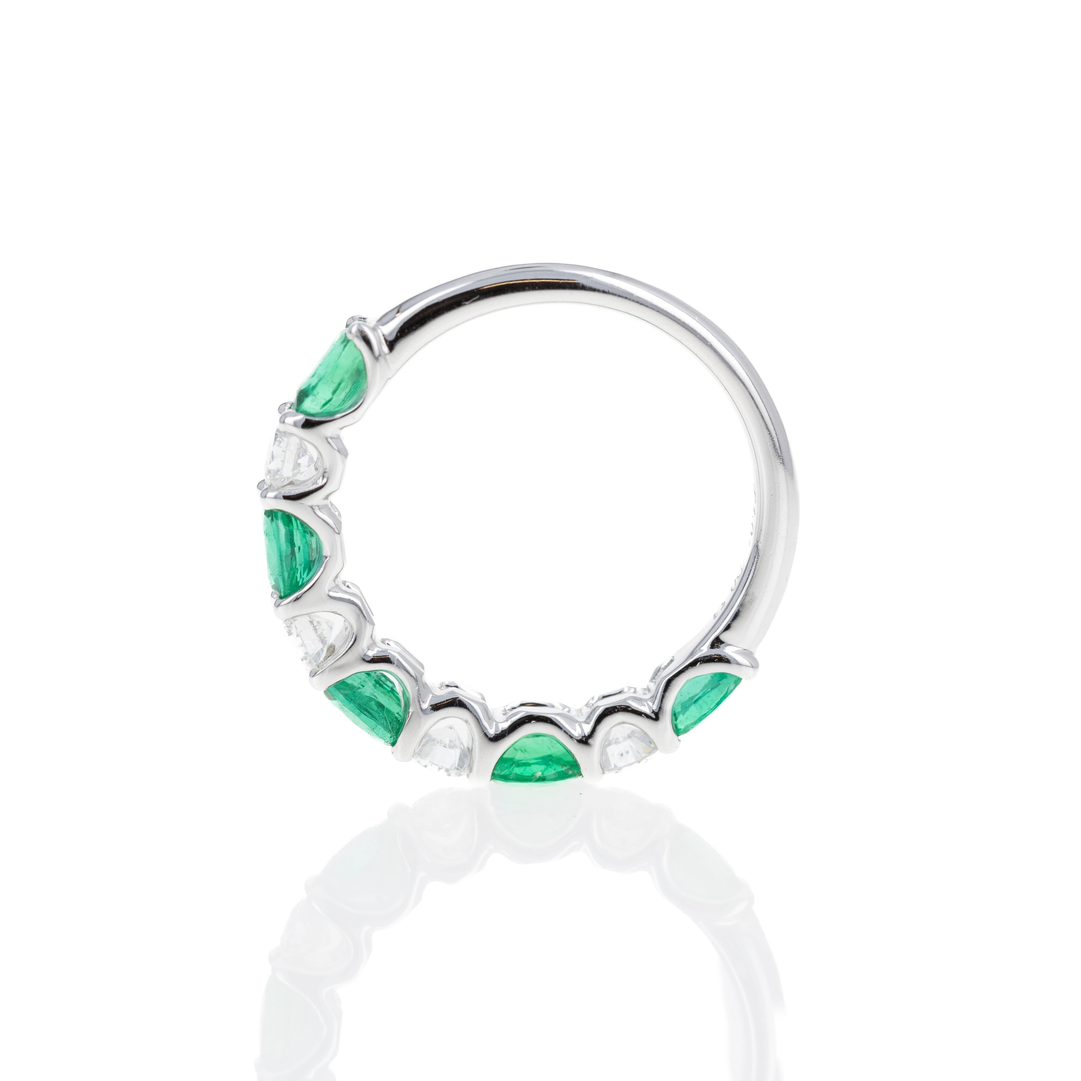 14K White Gold Emerald, Ruby, Or Sapphire & Diamond Band - Queen May